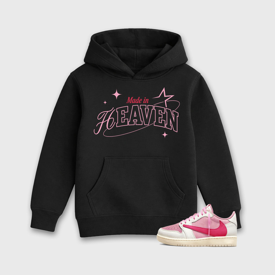 Sneaker match tees – Sneaker Tees To Match Air Jordan 1 Travis Scott Tropical Pink Shoes – Made in Heaven Kids T-Shirt Black 1
