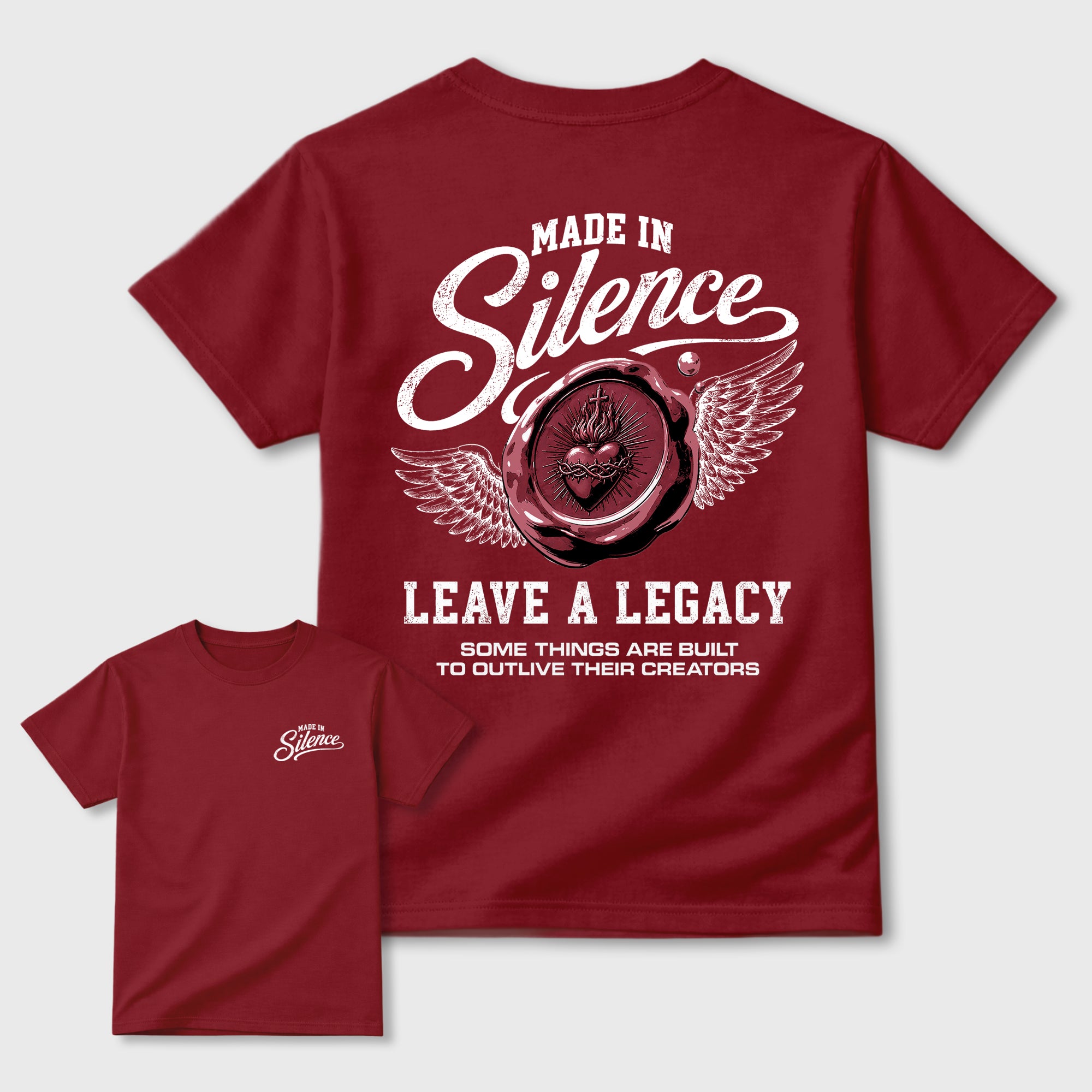 Made in Silence Graphic T-Shirt sneaker match tee designed for the 3s Burgundy Crush, featuring coordinated color options for a perfect streetwear match. Cardinal shirt.