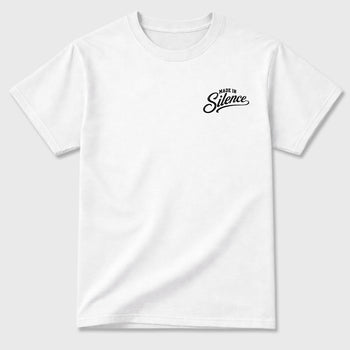 Made in Silence Graphic T-Shirt sneaker match tee designed for the 3s Burgundy Crush, featuring coordinated color options for a perfect streetwear match. White shirt.