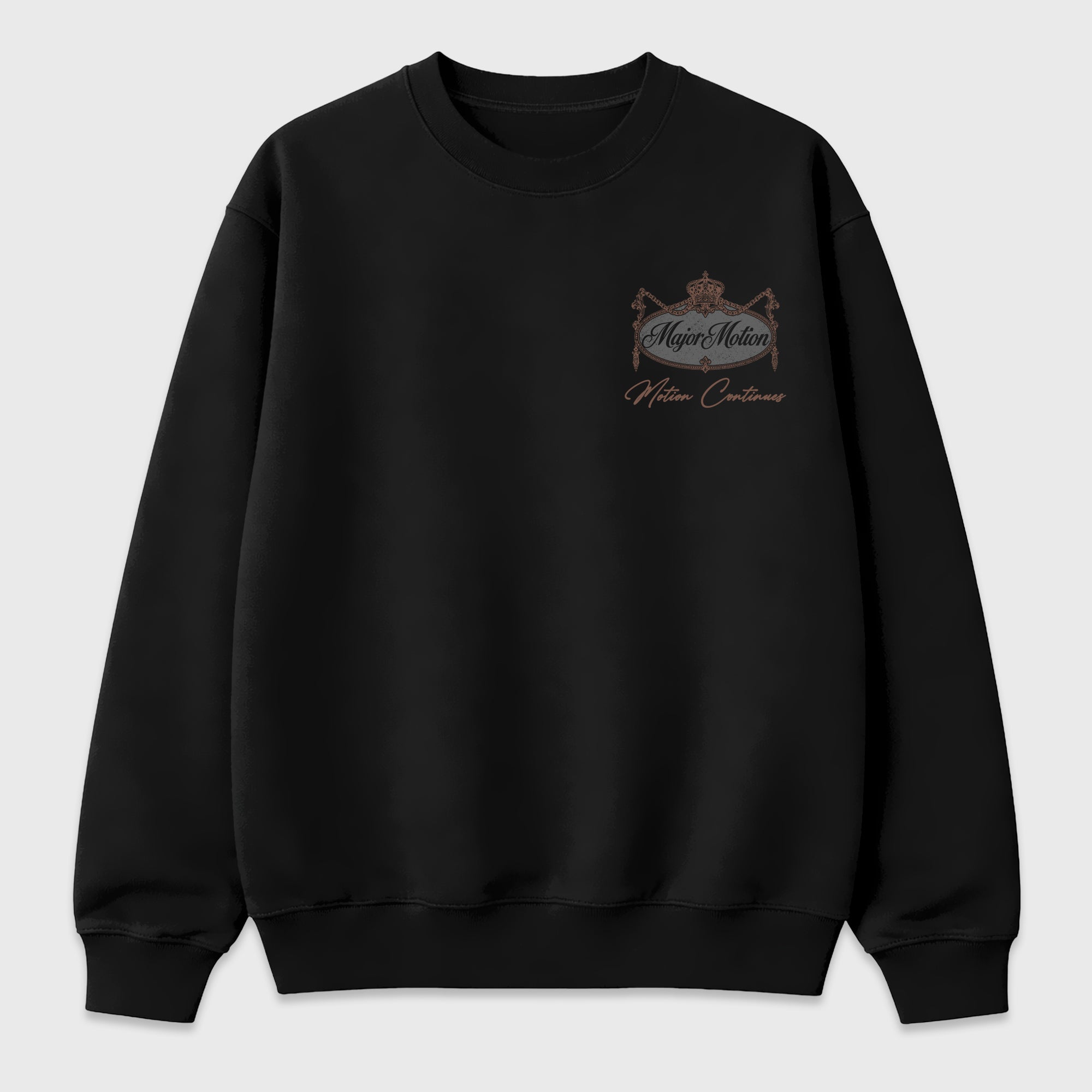 Major Motion Black Graphic Sweatshirt - 2, featuring original SNRT artwork created to pair with Air Jordan 4 London sneakers and everyday streetwear styling.