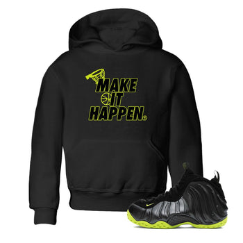 Foams One Black Volt shirts to match jordans Make It Happen sneaker match tees Air Foamposite One Black and Volt match shoes to clothes SNRT Sneaker Tees Youth Baby Black 1 tee