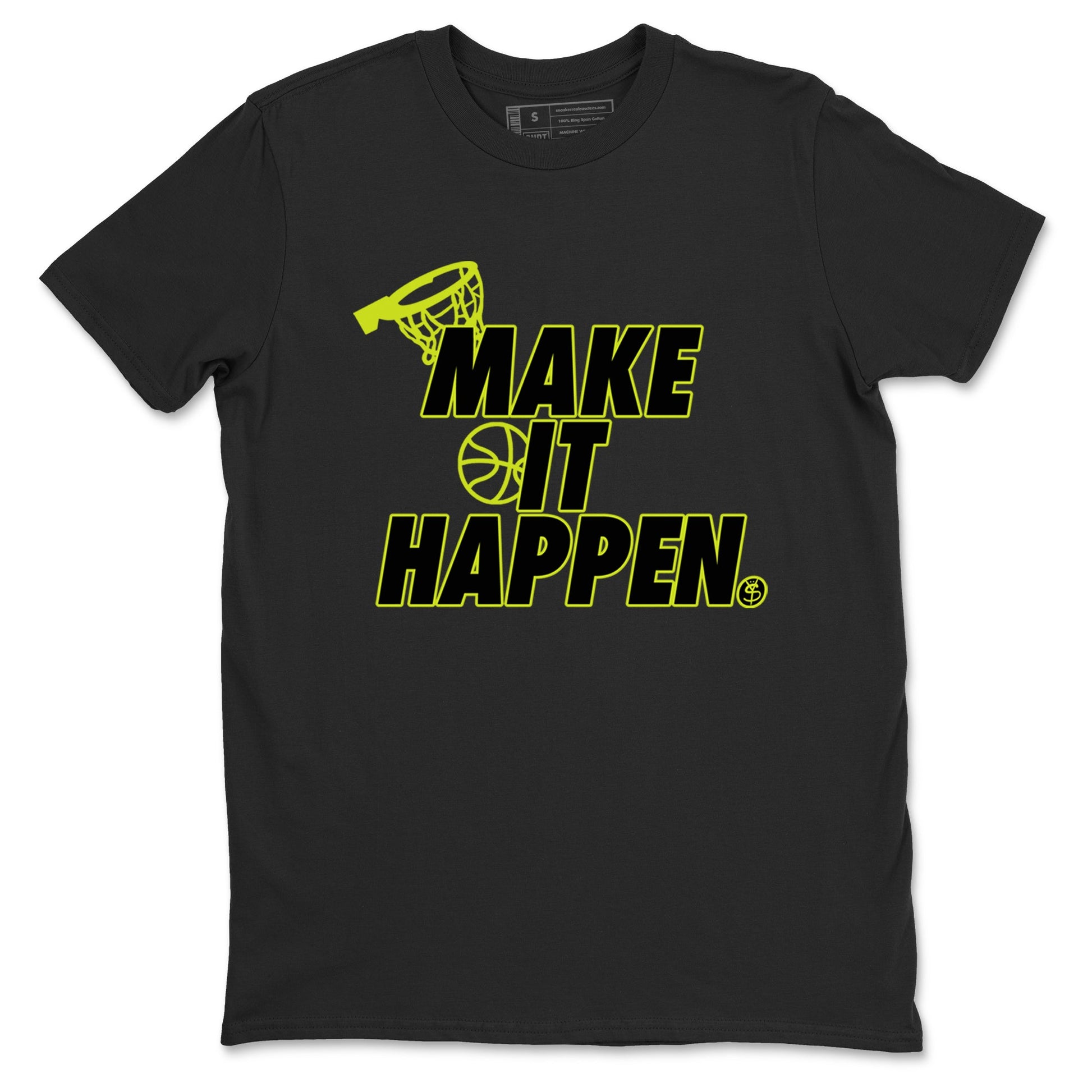 Foams One Black Volt shirts to match jordans Make It Happen sneaker match tees Air Foamposite One Black and Volt match shoes to clothes SNRT Sneaker Tees unisex cotton Black 2 shirts