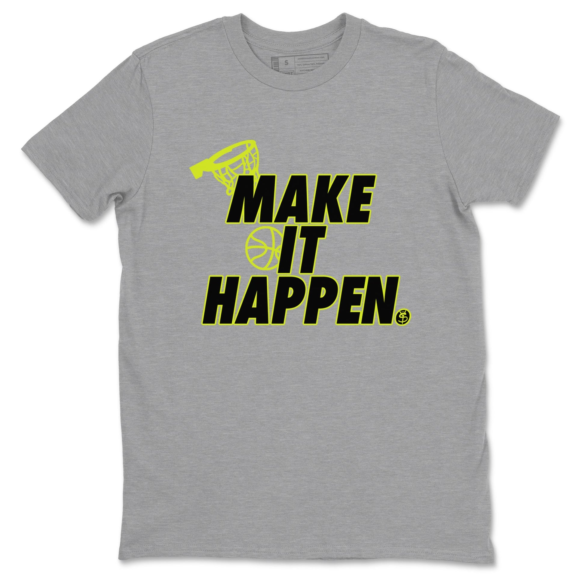 Foams One Black Volt shirts to match jordans Make It Happen sneaker match tees Air Foamposite One Black and Volt match shoes to clothes SNRT Sneaker Tees unisex cotton Heather Grey 2 shirts