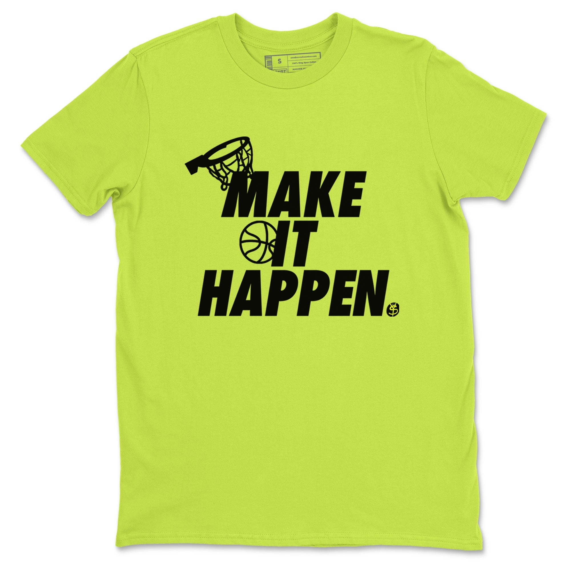 Foams One Black Volt shirts to match jordans Make It Happen sneaker match tees Air Foamposite One Black and Volt match shoes to clothes SNRT Sneaker Tees unisex cotton Safety Green 2 shirts