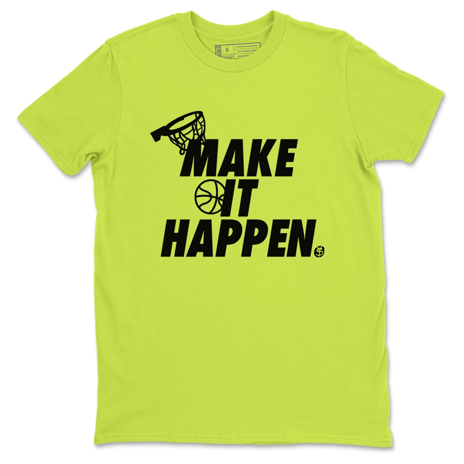 Foams One Black Volt shirts to match jordans Make It Happen sneaker match tees Air Foamposite One Black and Volt match shoes to clothes SNRT Sneaker Tees unisex cotton Safety Green 2 shirts