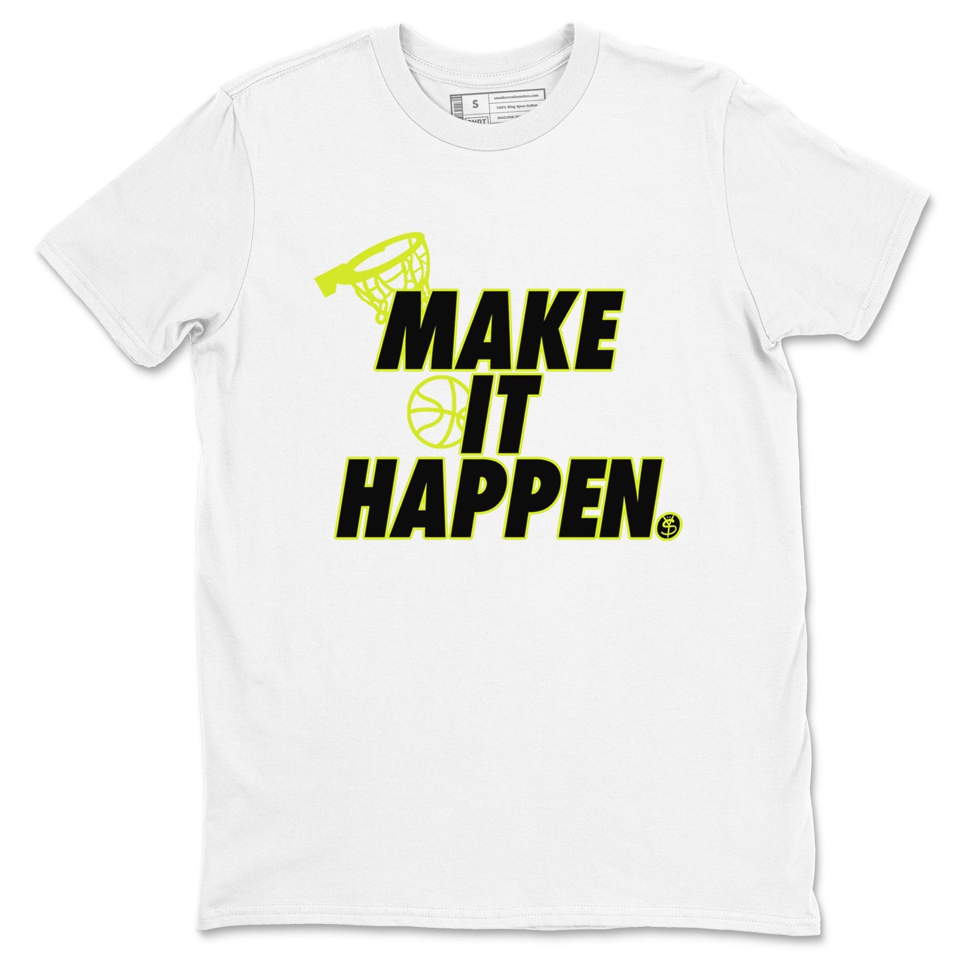 Foams One Black Volt shirts to match jordans Make It Happen sneaker match tees Air Foamposite One Black and Volt match shoes to clothes SNRT Sneaker Tees unisex cotton White 2 shirts