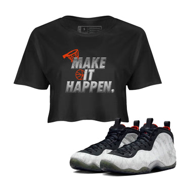 Foams One Jin shirts to match jordans Make It Happen sneaker match tees Air Foamposite One Jin match shoes to clothes SNRT Sneaker Tees unisex cotton Black 1 crop tee
