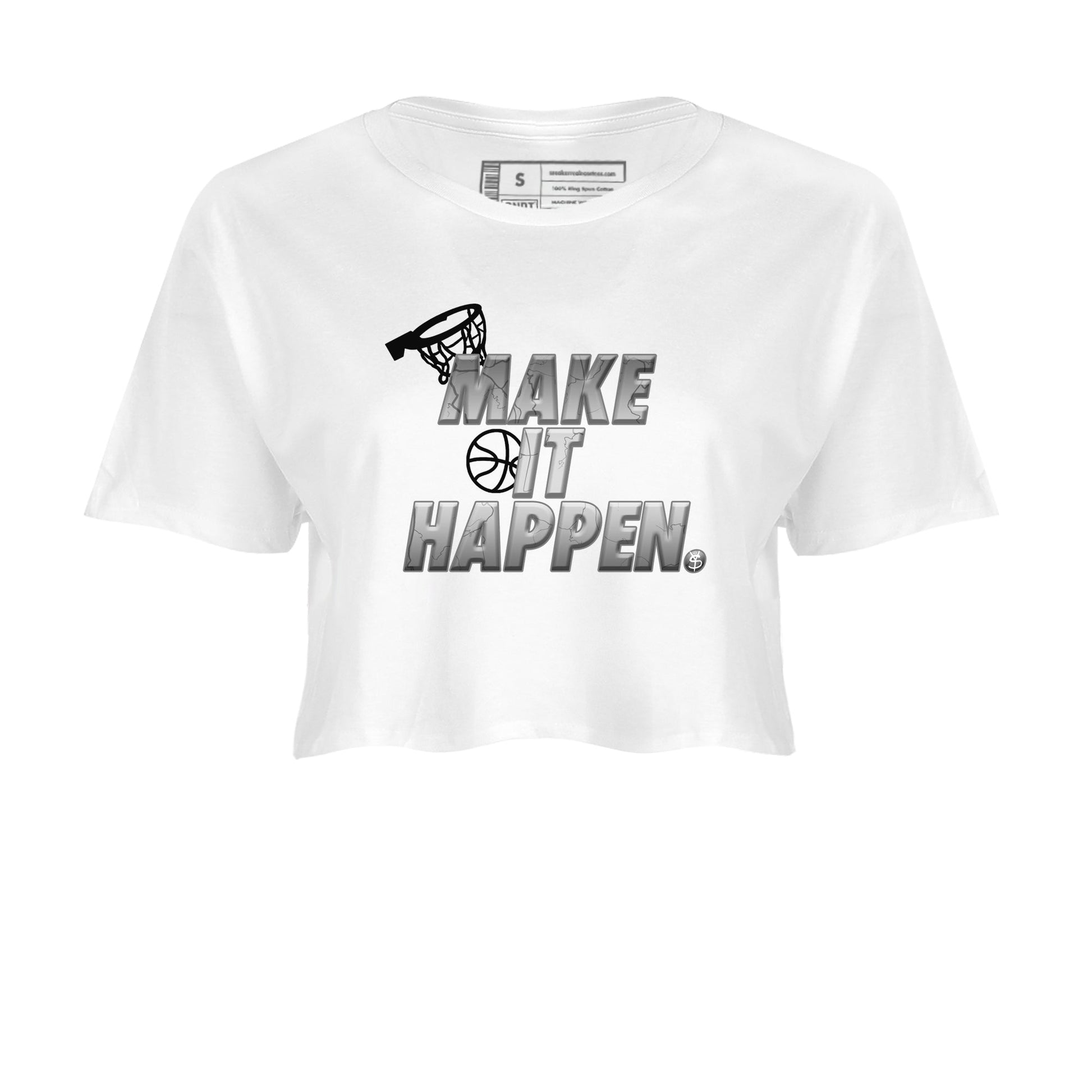 Foams One Jin shirts to match jordans Make It Happen sneaker match tees Air Foamposite One Jin match shoes to clothes SNRT Sneaker Tees unisex cotton White 2 crop tee
