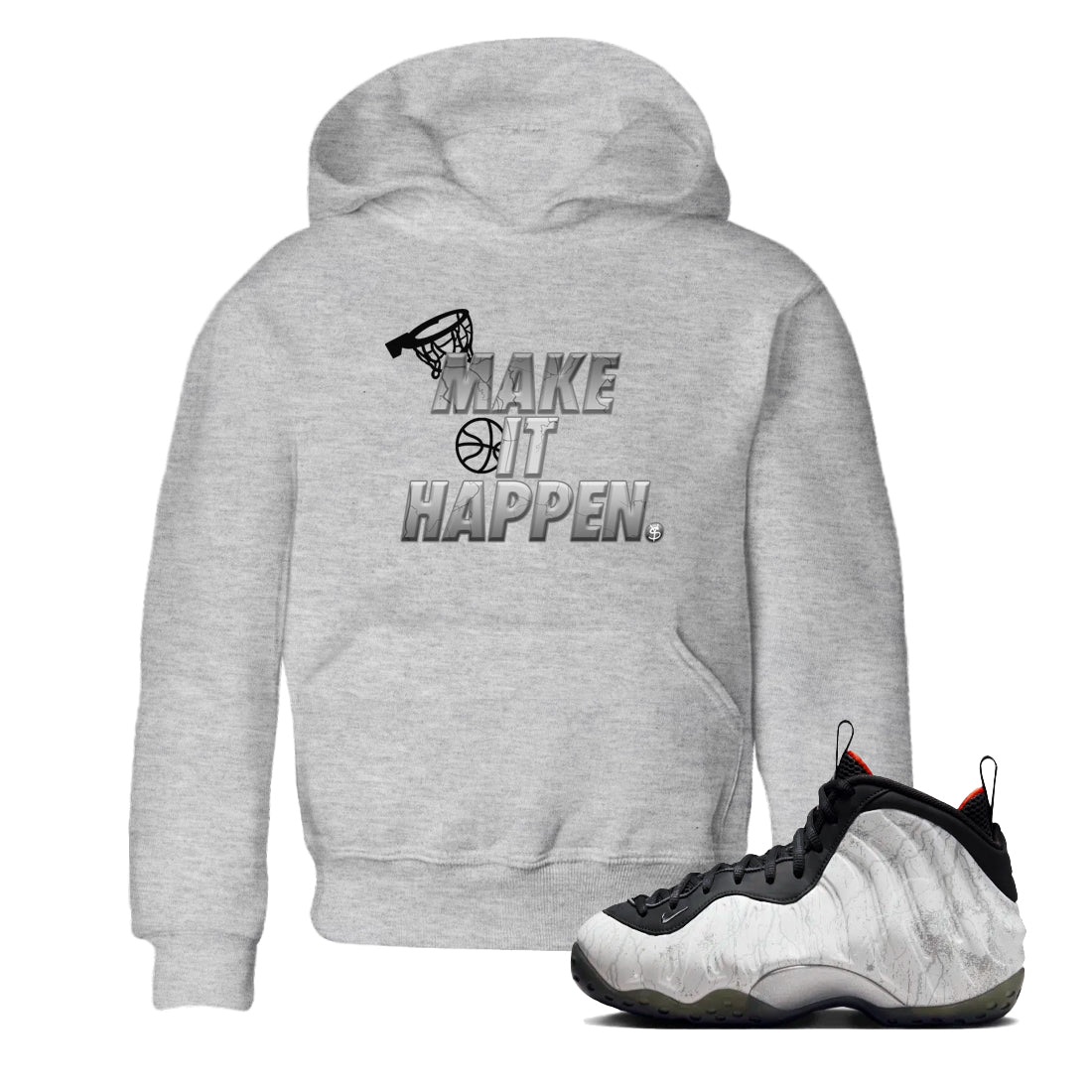 Foams One Jin shirts to match jordans Make It Happen sneaker match tees Air Foamposite One Jin match shoes to clothes SNRT Sneaker Tees Youth Baby Heather Grey 1 tee