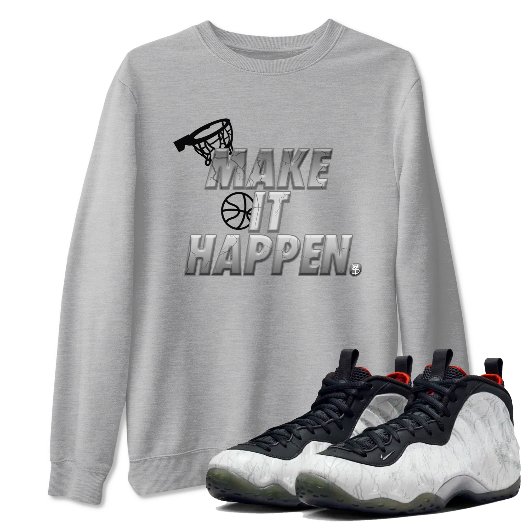 Foams One Jin shirts to match jordans Make It Happen sneaker match tees Air Foamposite One Jin match shoes to clothes SNRT Sneaker Tees unisex cotton Heather Grey 1 shirts