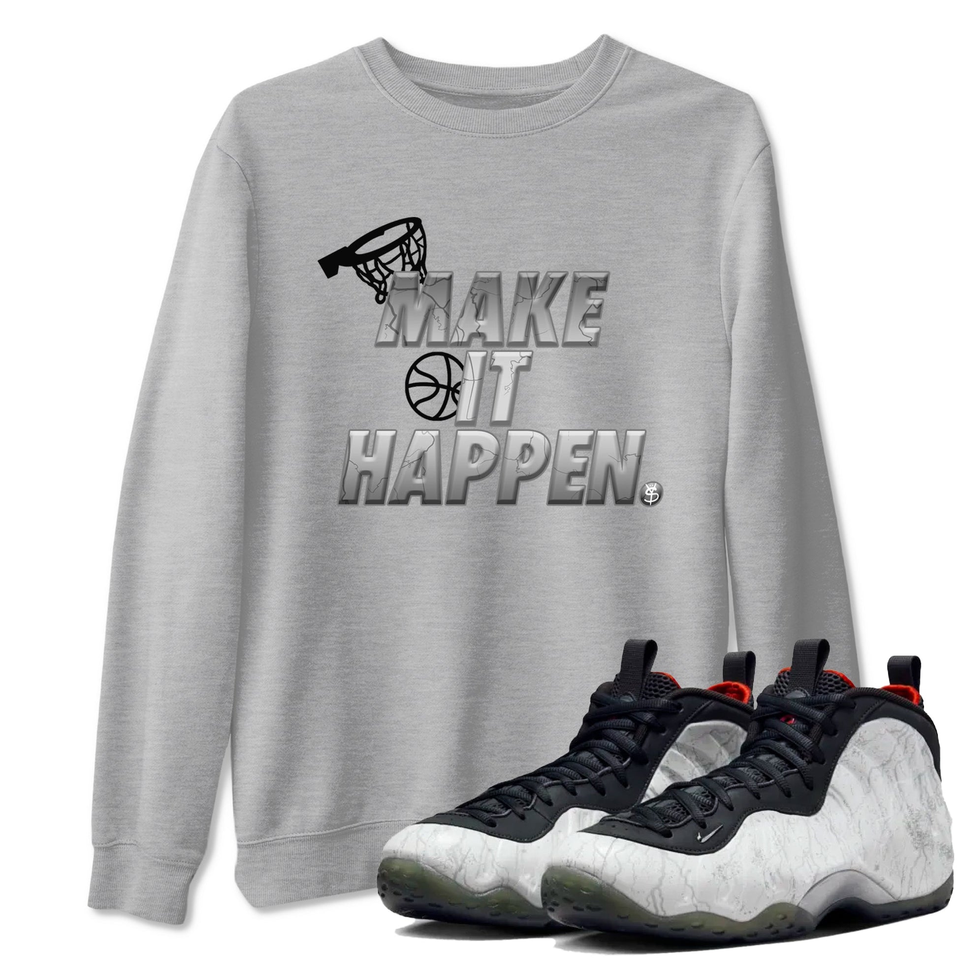 Foams One Jin shirts to match jordans Make It Happen sneaker match tees Air Foamposite One Jin match shoes to clothes SNRT Sneaker Tees unisex cotton Heather Grey 1 shirts