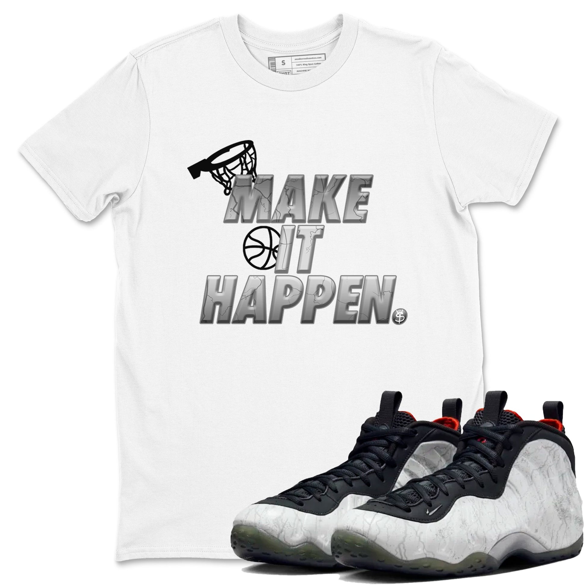 Foams One Jin shirts to match jordans Make It Happen sneaker match tees Air Foamposite One Jin match shoes to clothes SNRT Sneaker Tees unisex cotton White 1 shirts