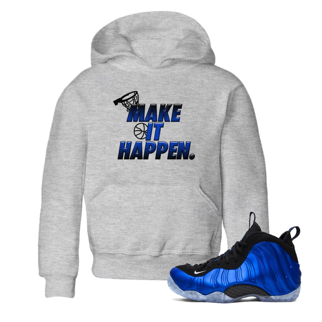 Air Foamposite One Royal Shirts To Match Jordans Make It Happen Sneaker Shirts Air Foamposite One Royal SNRT Sneaker Release Tees Baby Youth Toddler Heather Grey 1 crew neck shirts