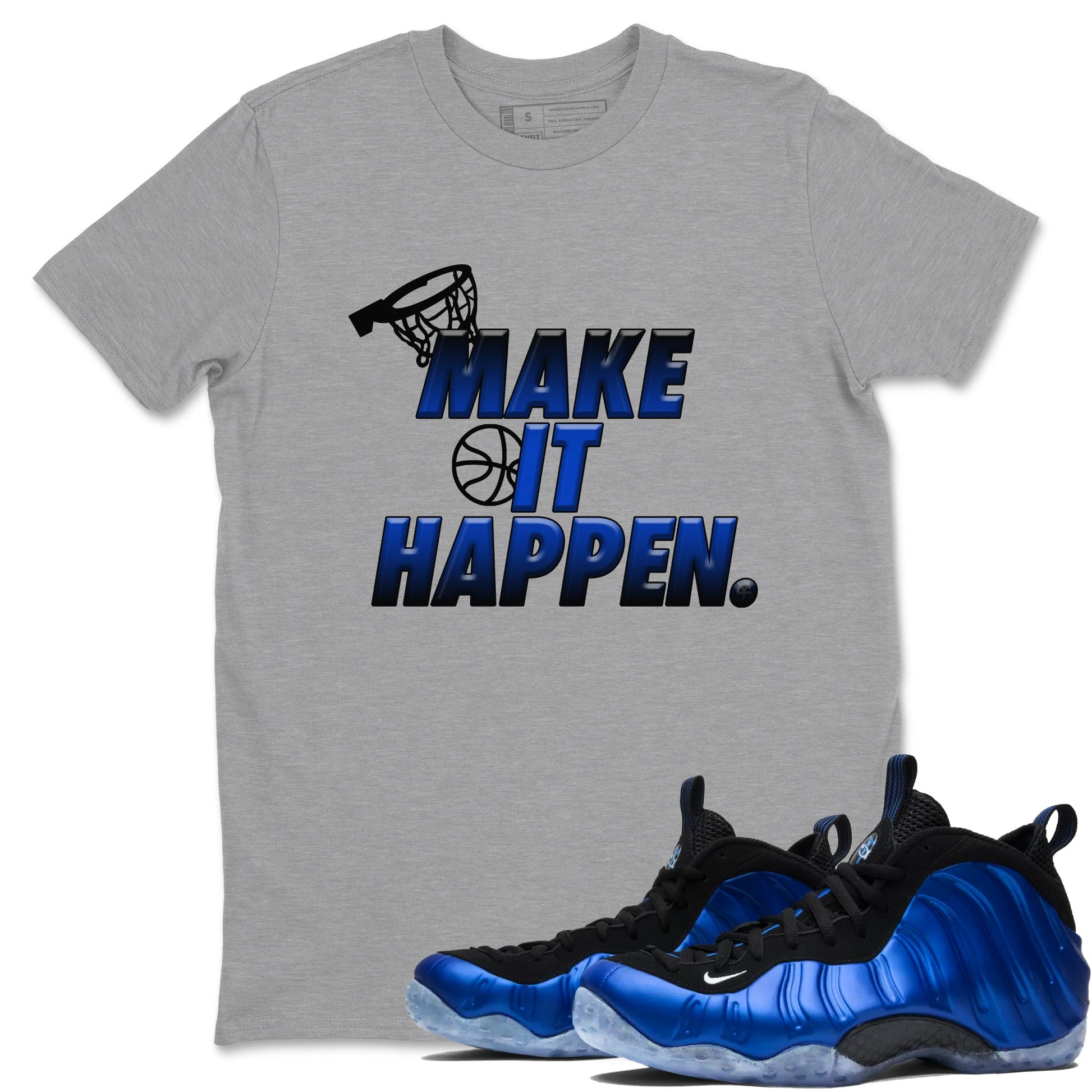 Air Foamposite One Royal Shirts To Match Jordans Make It Happen Sneaker Shirts Air Foamposite One Royal SNRT Sneaker Release Tees Unisex Cotton Crew Neck Heather Grey 1 crew neck shirts