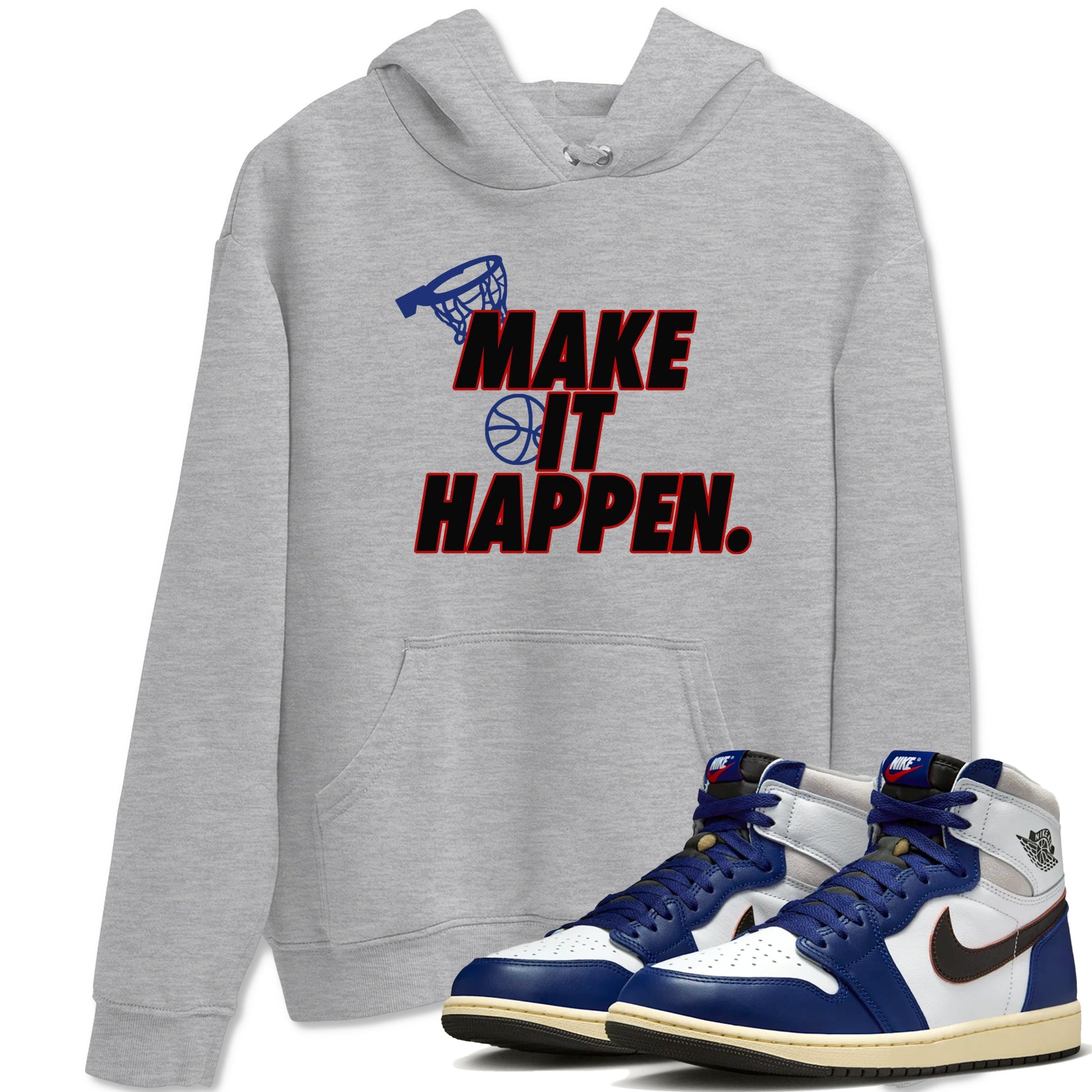 1s Rare Air shirts to match jordans Make It Happen sneaker match tees Air Jordan 1 High OG Rare Air Deep Royal Blue match shoes to clothes SNRT Sneaker Tees unisex cotton Heather Grey 1 shirts