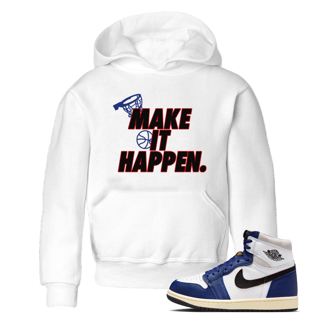 1s Rare Air shirts to match jordans Make It Happen sneaker match tees Air Jordan 1 High OG Rare Air Deep Royal Blue match shoes to clothes SNRT Sneaker Tees Youth Baby White 1 tee