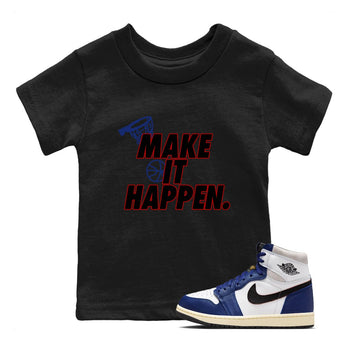 1s Rare Air shirts to match jordans Make It Happen sneaker match tees Air Jordan 1 High OG Rare Air Deep Royal Blue match shoes to clothes SNRT Sneaker Tees Youth Baby Black 1 tee