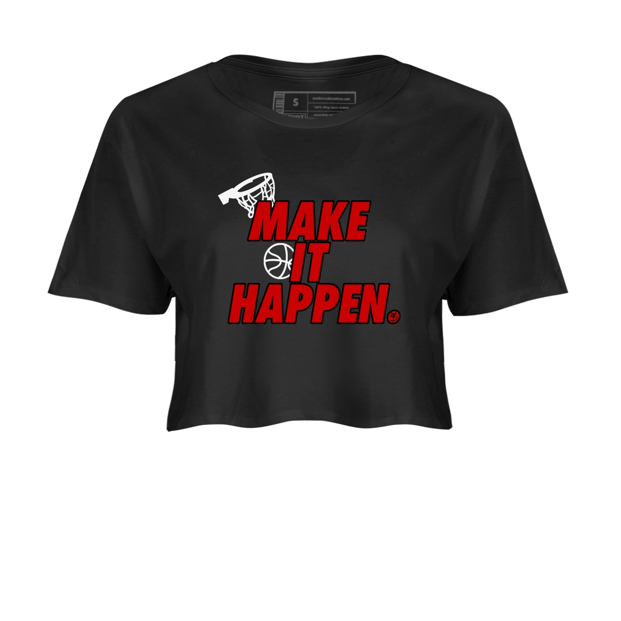 11s Bred Velvet shirts to match jordans Make It Happen sneaker match tees Air Jordan 11 Retro Bred Velvet match shoes to clothes SNRT Sneaker Tees unisex cotton Black 2 crop tee