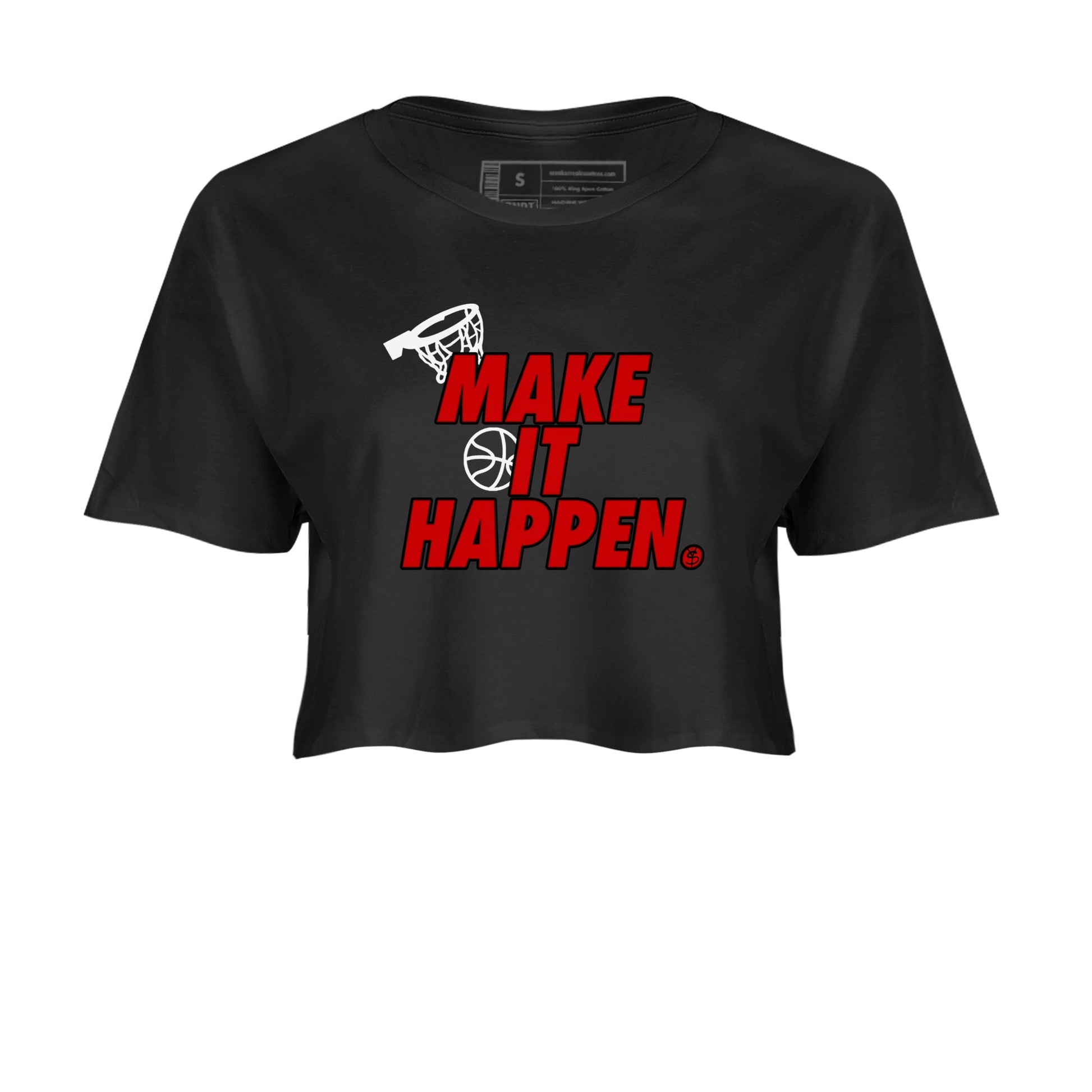 11s Bred Velvet shirts to match jordans Make It Happen sneaker match tees Air Jordan 11 Retro Bred Velvet match shoes to clothes SNRT Sneaker Tees unisex cotton Black 2 crop tee