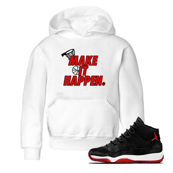 11s Bred Velvet shirts to match jordans Make It Happen sneaker match tees Air Jordan 11 Retro Bred Velvet match shoes to clothes SNRT Sneaker Tees Youth Baby White 1 tee
