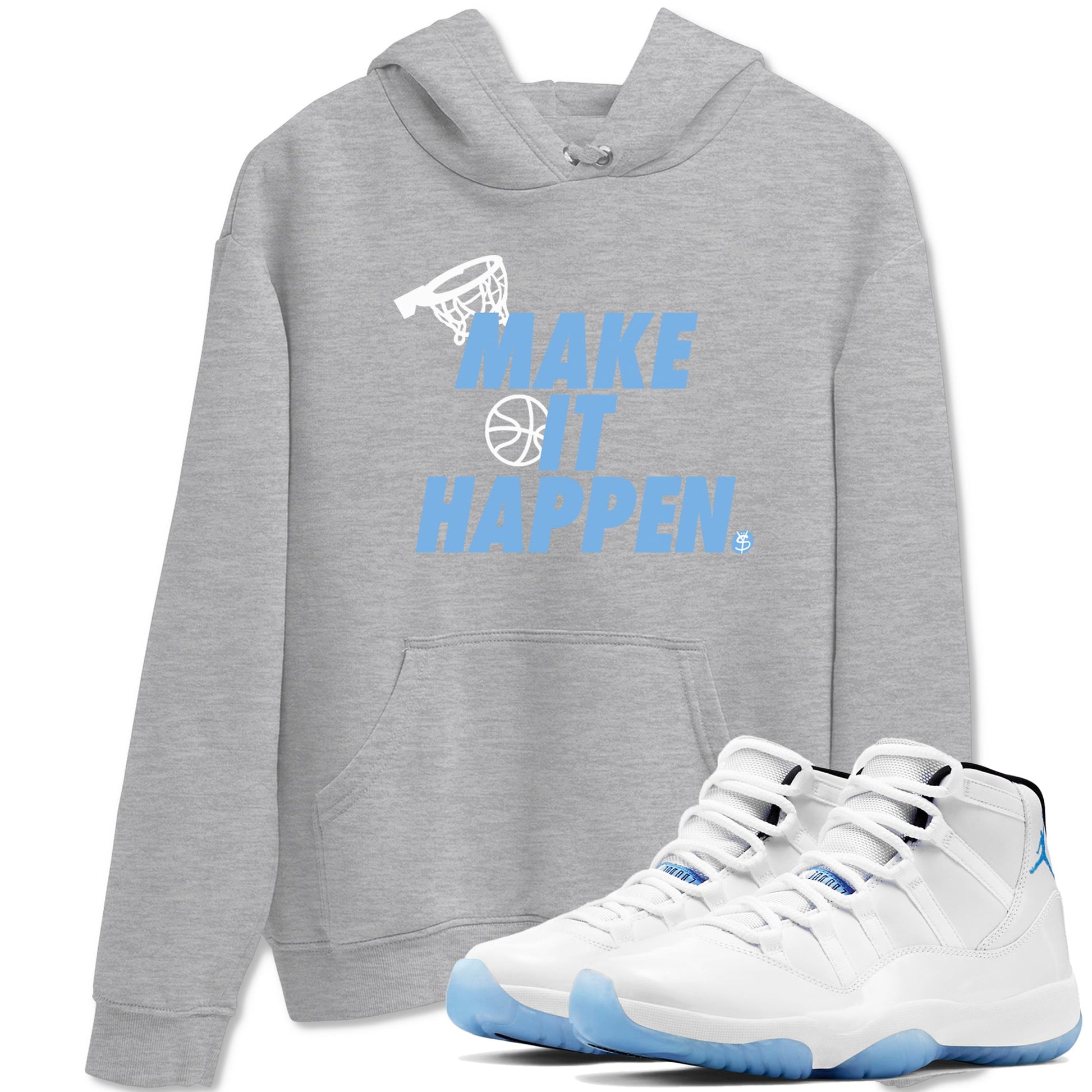 11s Legend Blue shirts to match jordans Make It Happen best t shirts to wear with jordans AJ11 Retro Legend Blue match shoes to clothes SNRT Sneaker Tees unisex cotton Heather Grey 1 shirts