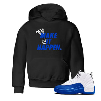 12s Blueberry shirts to match jordans Make It Happen best t shirts to wear with jordans AJ12 White & Game Royal match shoes to clothes SNRT Sneaker Tees Youth Baby Black 1 tee