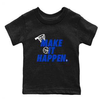 12s Blueberry shirts to match jordans Make It Happen best t shirts to wear with jordans AJ12 White & Game Royal match shoes to clothes SNRT Sneaker Tees Youth Baby Black 2 tee