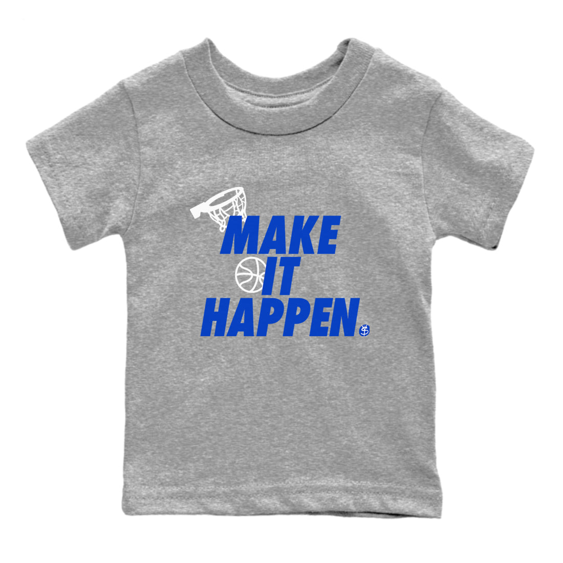 12s Blueberry shirts to match jordans Make It Happen best t shirts to wear with jordans AJ12 White & Game Royal match shoes to clothes SNRT Sneaker Tees Youth Baby Heather Grey 2 tee