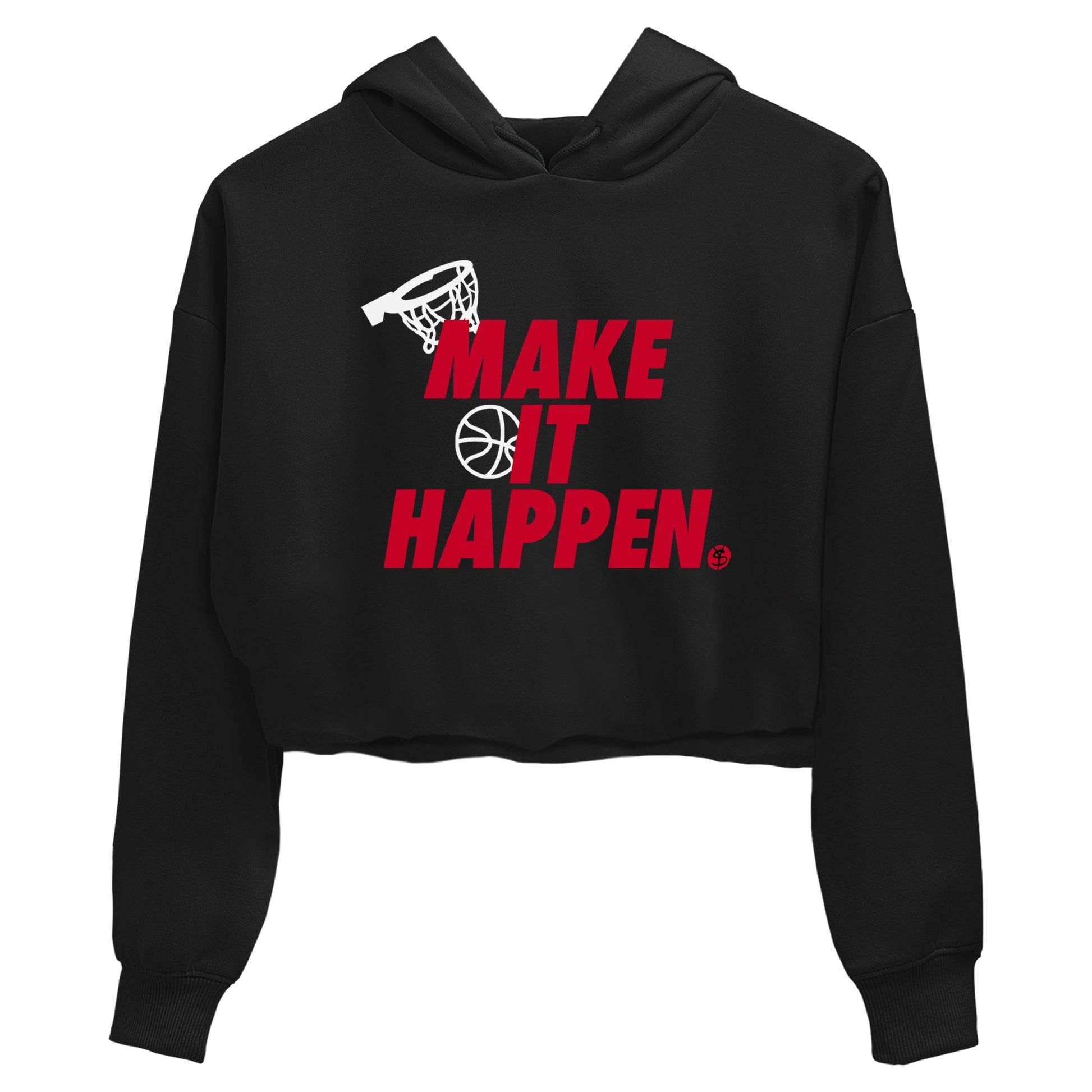 12s Flu Game shirts to match jordans Make It Happen best t shirts to wear with jordans Air Jordan 12 Retro Flu Black and Varsity Red match shoes to clothes SNRT Sneaker Tees unisex cotton Black 2 crop tee