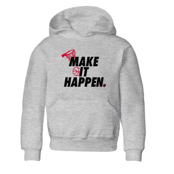 12s Flu Game shirts to match jordans Make It Happen best t shirts to wear with jordans Air Jordan 12 Retro Flu Black and Varsity Red match shoes to clothes SNRT Sneaker Tees Youth Baby Heather Grey 2 tee