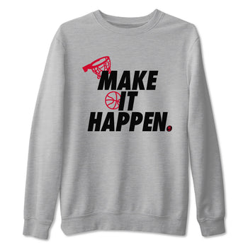 12s Flu Game shirts to match jordans Make It Happen best t shirts to wear with jordans Air Jordan 12 Retro Flu Black and Varsity Red match shoes to clothes SNRT Sneaker Tees unisex cotton Heather Grey 2 shirts