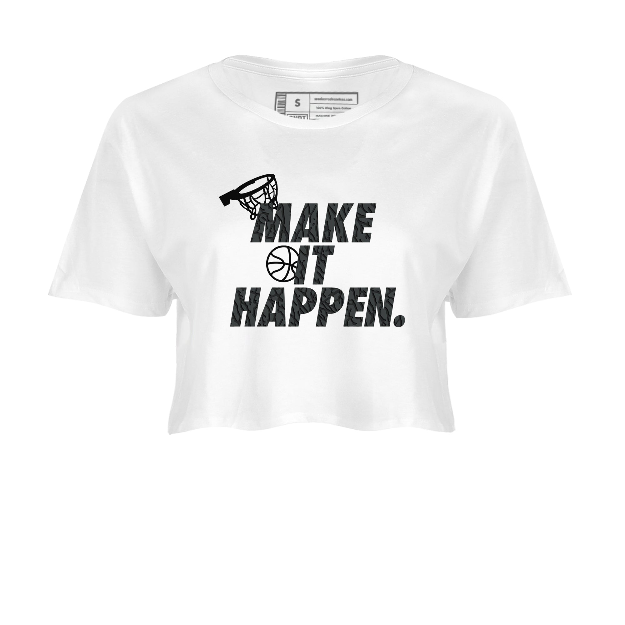 3s Black Cat shirts to match jordans Make It Happen sneaker match tees Air Jordan 3 Retro Black Cat match shoes to clothes SNRT Sneaker Tees unisex cotton White 2 crop tee