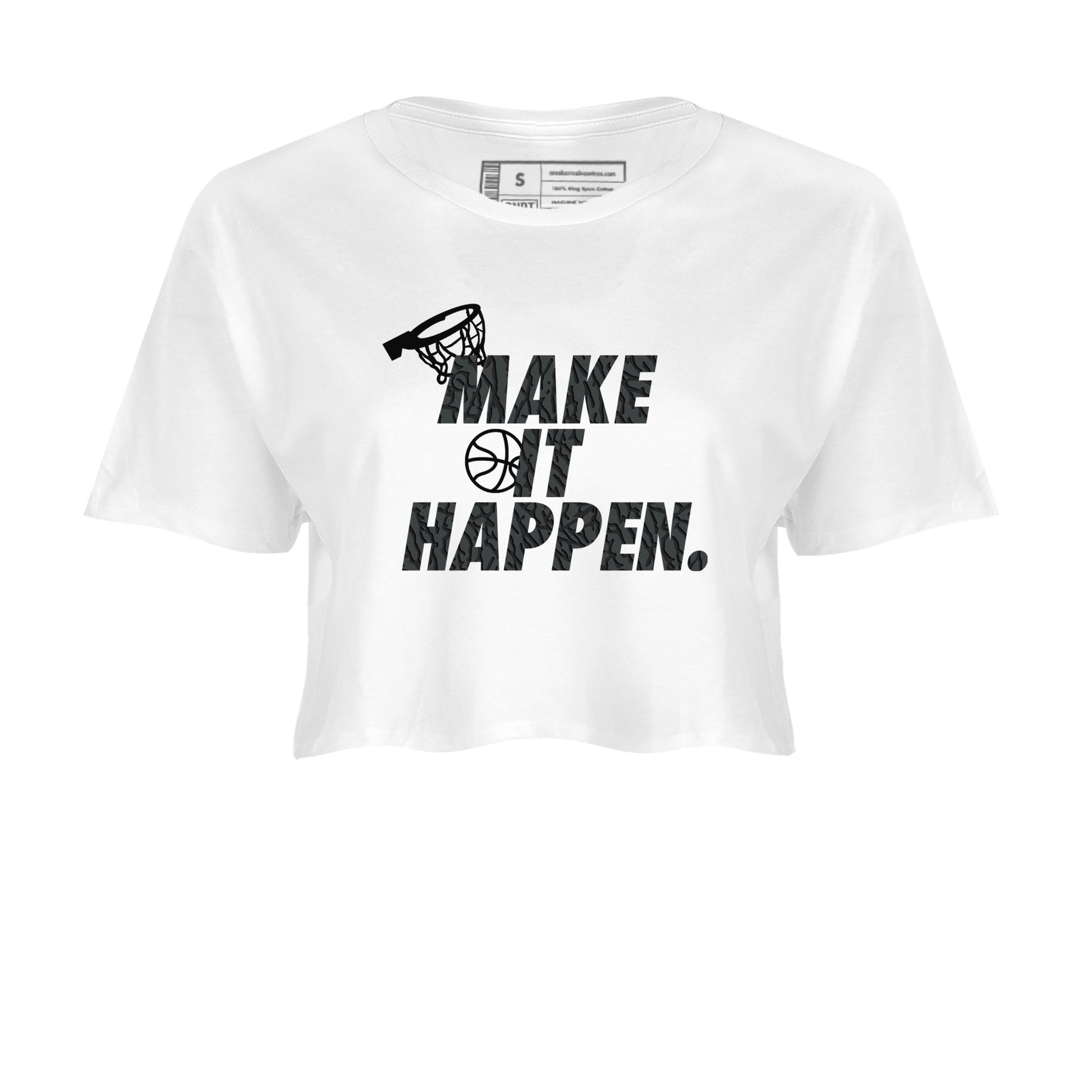 3s Black Cat shirts to match jordans Make It Happen sneaker match tees Air Jordan 3 Retro Black Cat match shoes to clothes SNRT Sneaker Tees unisex cotton White 2 crop tee