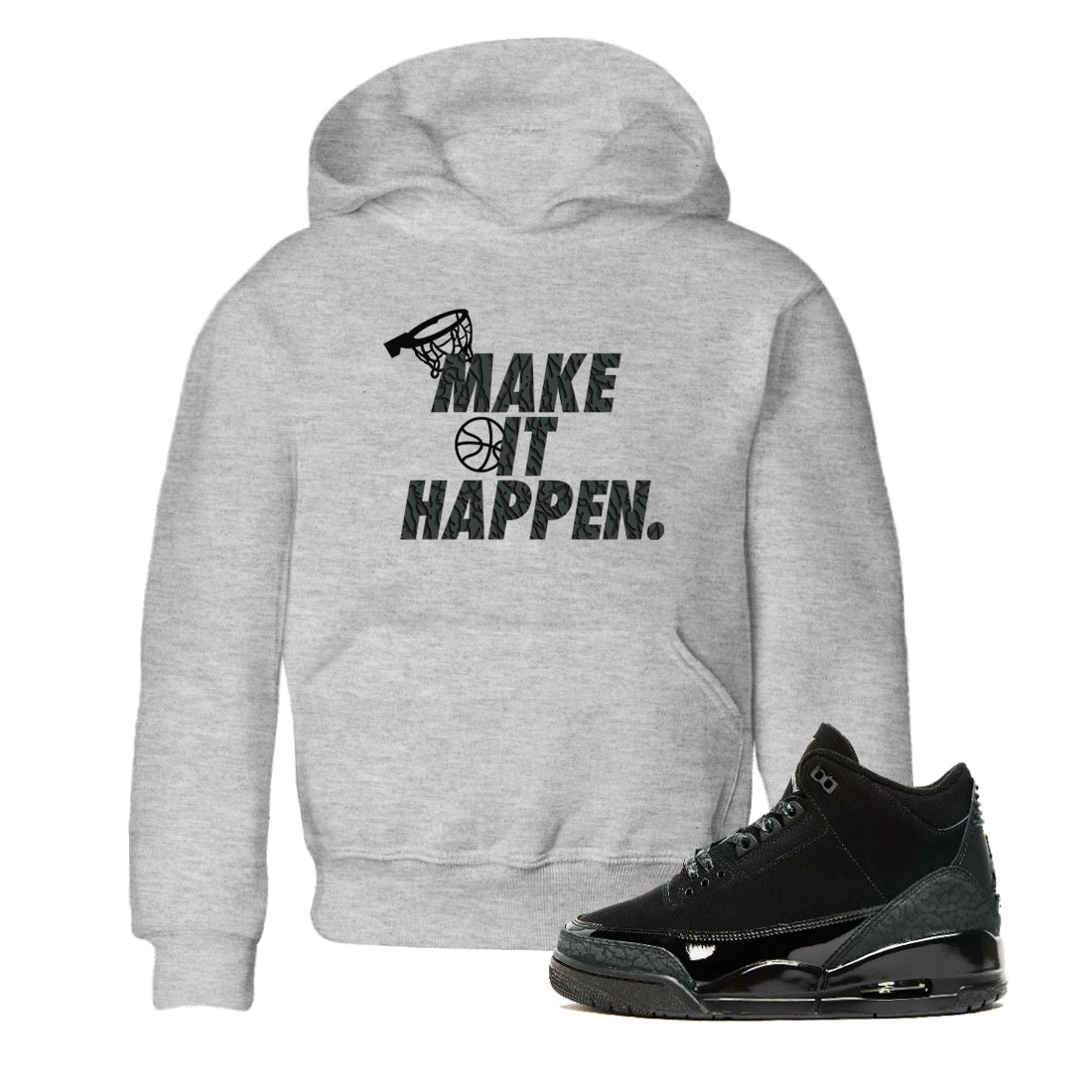 3s Black Cat shirts to match jordans Make It Happen sneaker match tees Air Jordan 3 Retro Black Cat match shoes to clothes SNRT Sneaker Tees Youth Baby Heather Grey 1 tee