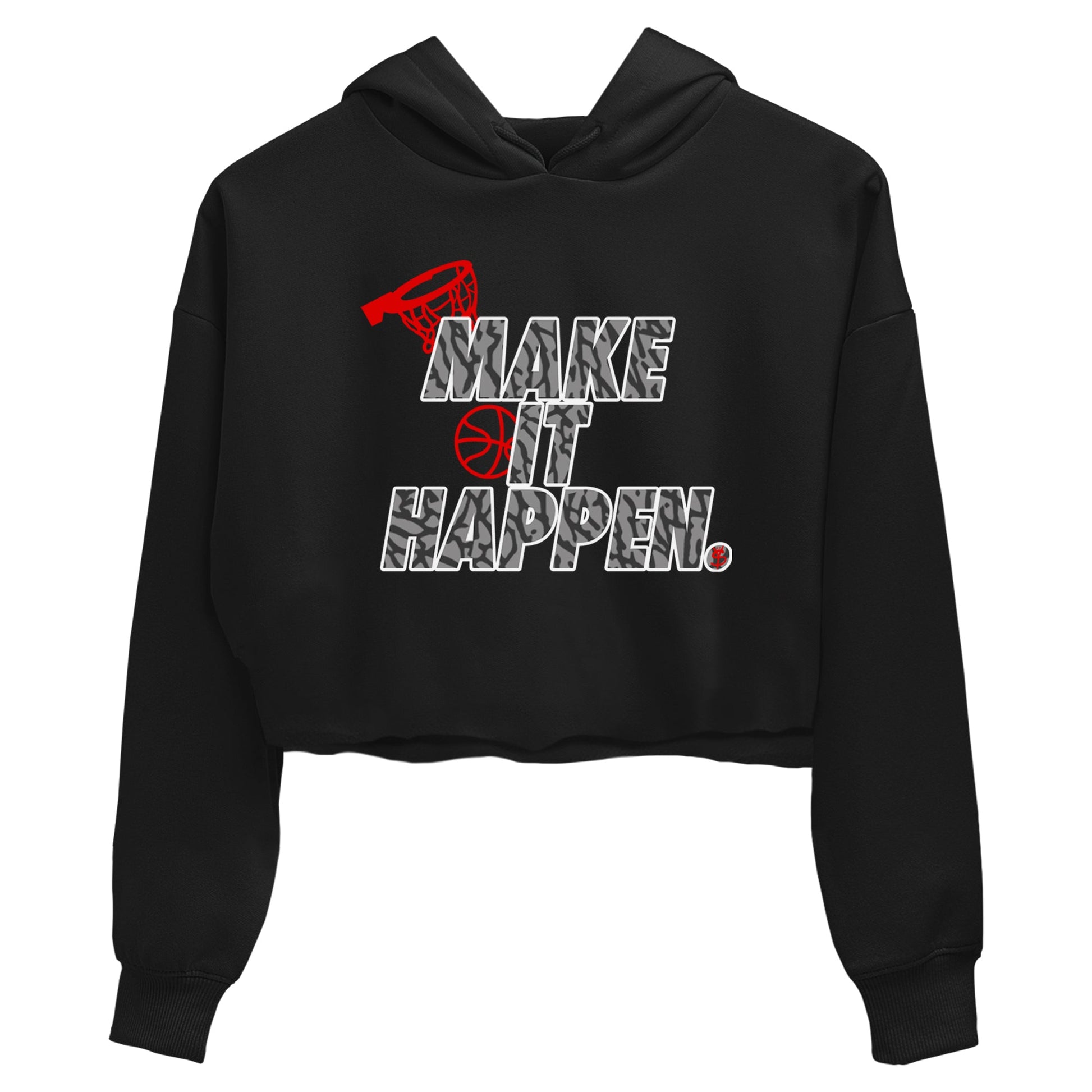 3s Black Cement shirts to match jordans Make It Happen sneaker match tees Air Jordan 3 Black Cement match shoes to clothes SNRT Sneaker Tees unisex cotton Black 2 crop tee
