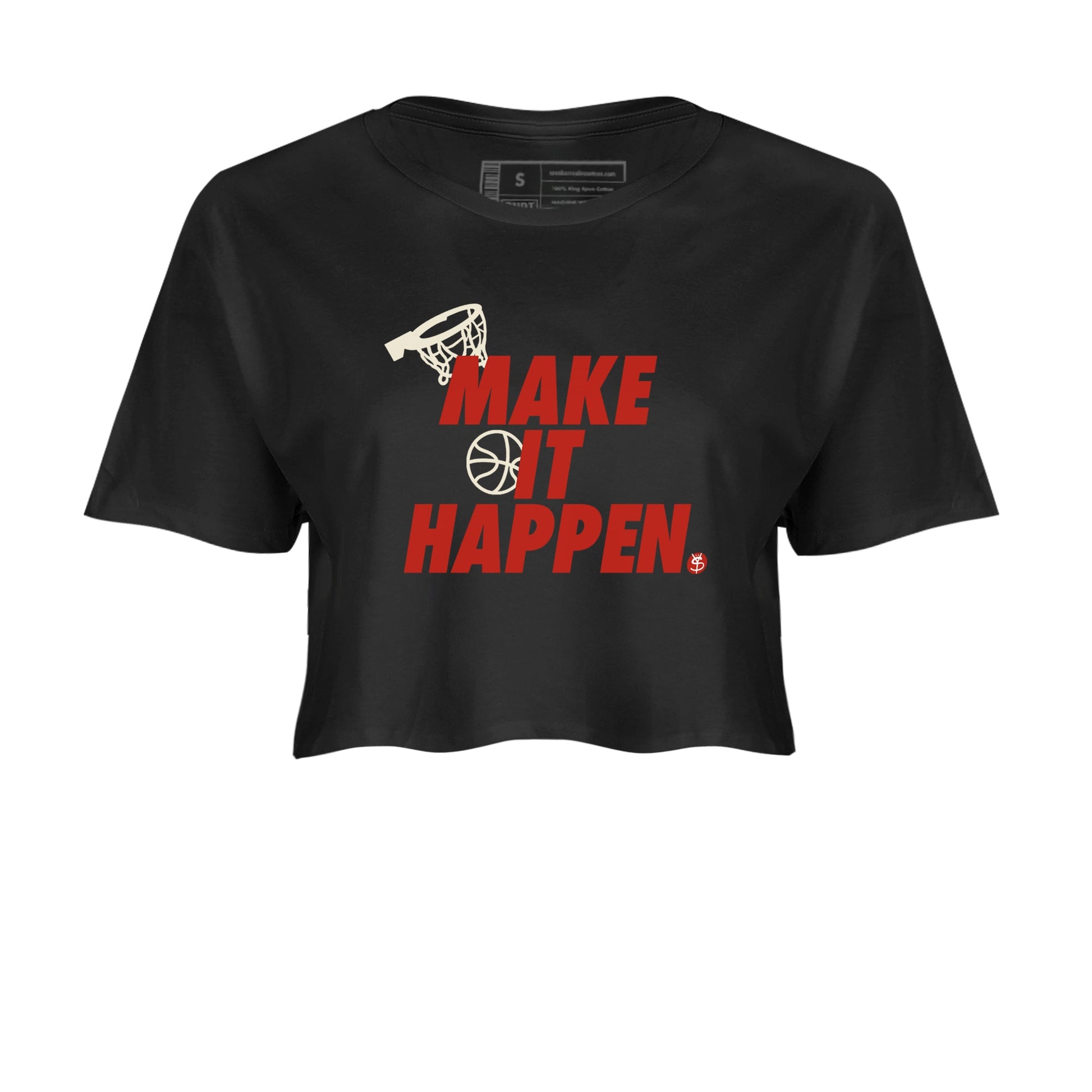 4s Brick By Brick best t shirts to wear with jordans Make It Happen sneaker match tees Nigel Sylvester x Air Jordan 4 Brick by Brick match shoes to clothes SNRT Sneaker Tees unisex cotton Black 2 crop tee