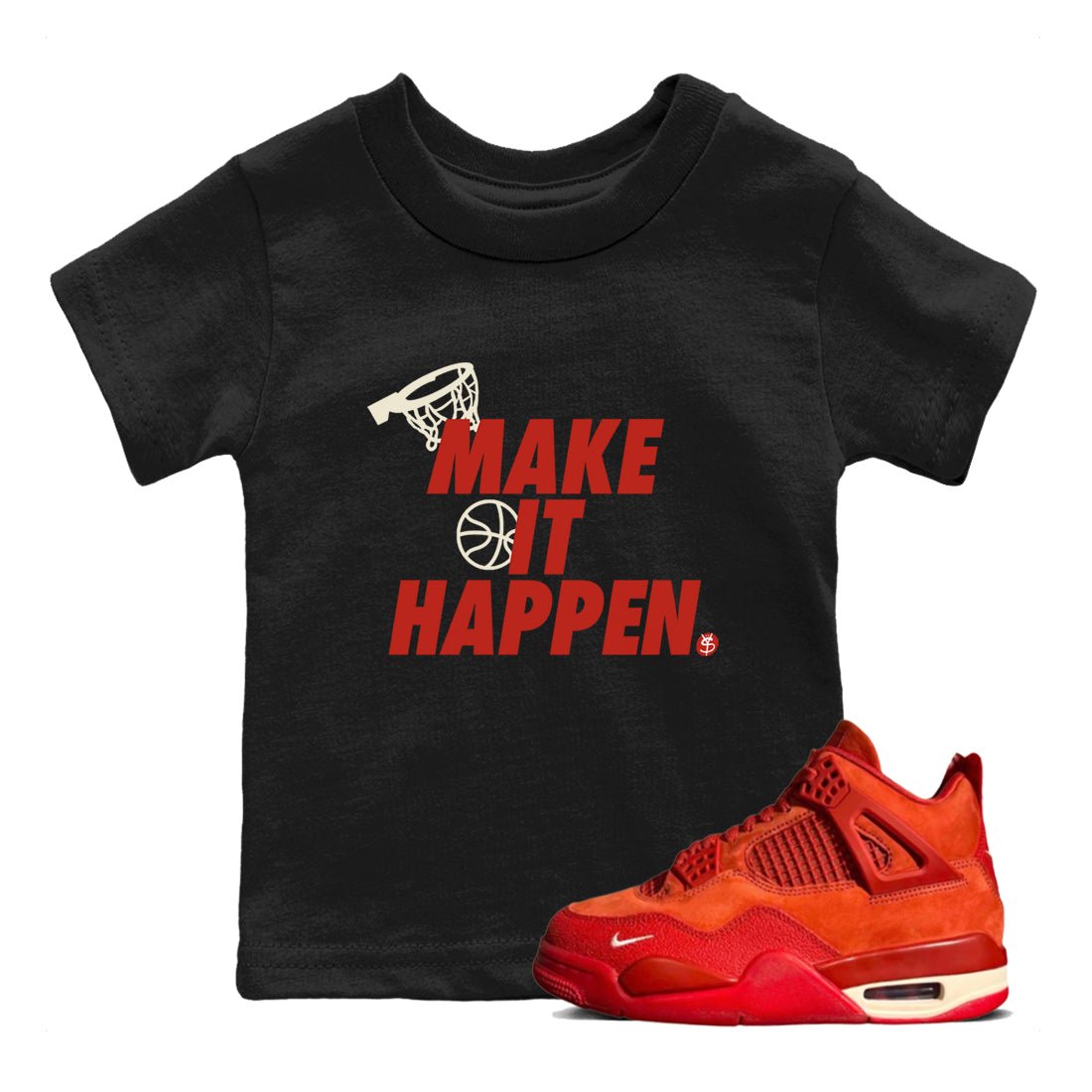4s Brick By Brick best t shirts to wear with jordans Make It Happen sneaker match tees Nigel Sylvester x Air Jordan 4 Brick by Brick match shoes to clothes SNRT Sneaker Tees Youth Baby Black 1 tee