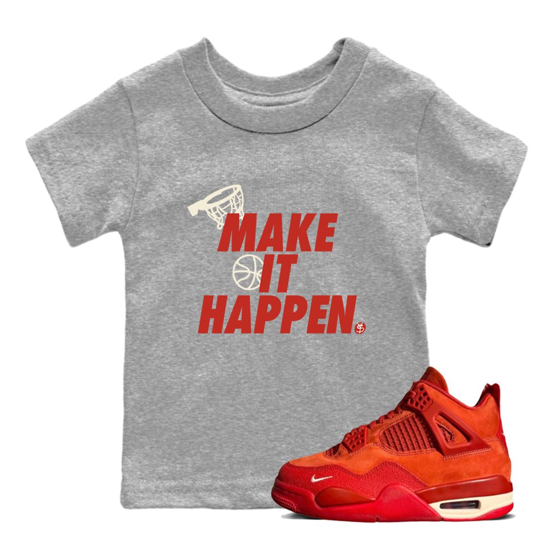 4s Brick By Brick best t shirts to wear with jordans Make It Happen sneaker match tees Nigel Sylvester x Air Jordan 4 Brick by Brick match shoes to clothes SNRT Sneaker Tees Youth Baby Heather Grey 1 tee