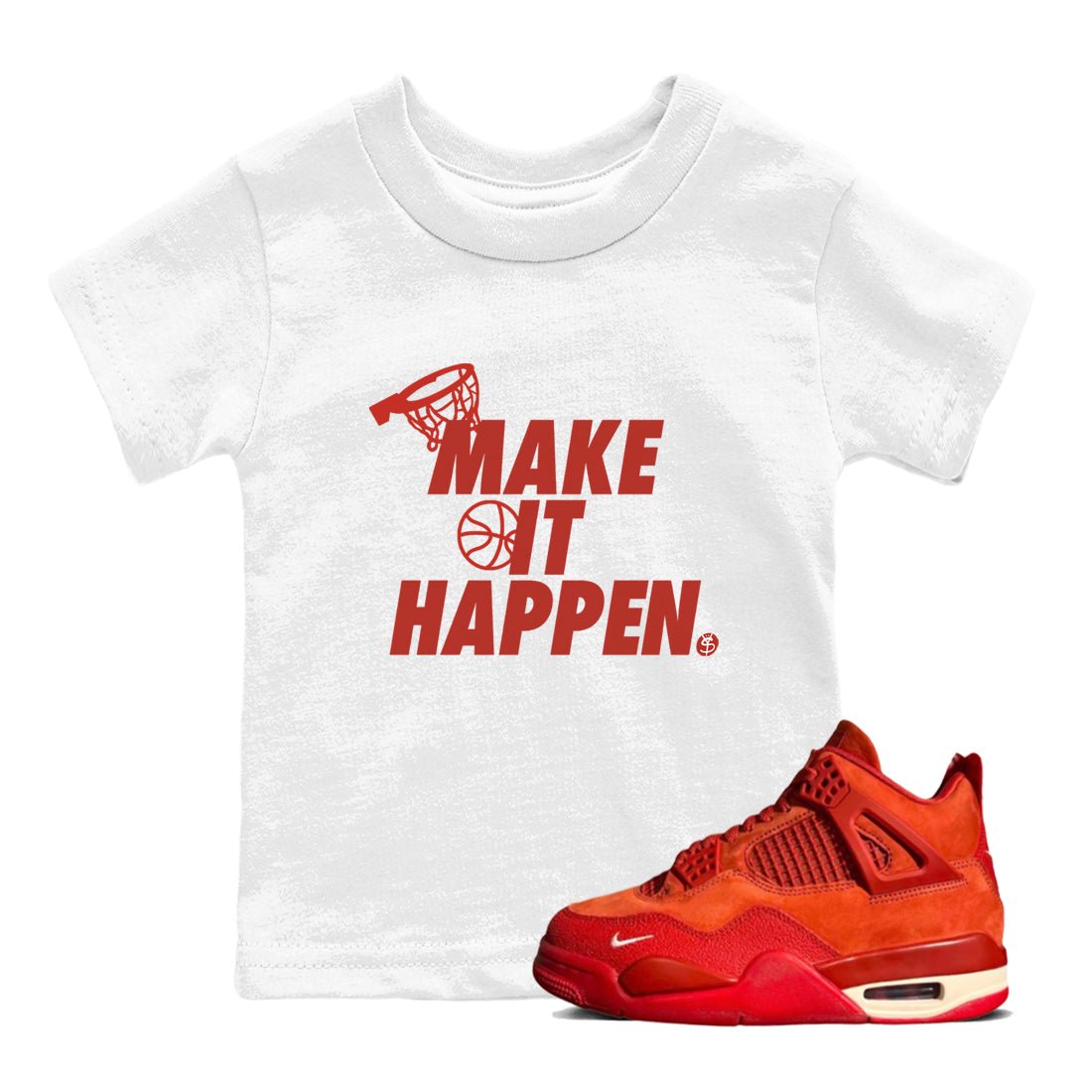 4s Brick By Brick best t shirts to wear with jordans Make It Happen sneaker match tees Nigel Sylvester x Air Jordan 4 Brick by Brick match shoes to clothes SNRT Sneaker Tees Youth Baby White 1 tee