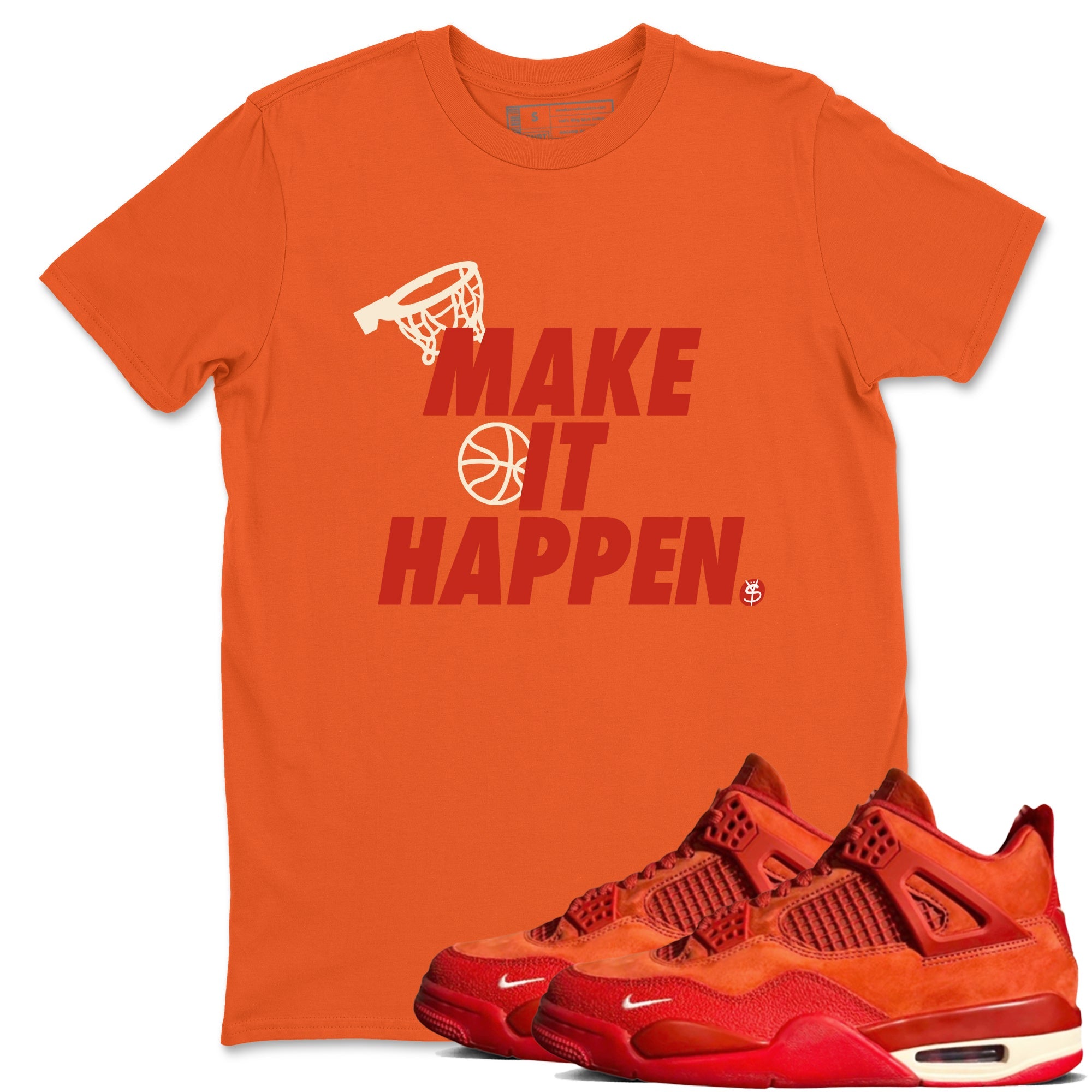 4s Brick By Brick best t shirts to wear with jordans Make It Happen sneaker match tees Nigel Sylvester x Air Jordan 4 Brick by Brick match shoes to clothes SNRT Sneaker Tees unisex cotton Orange 1 shirts