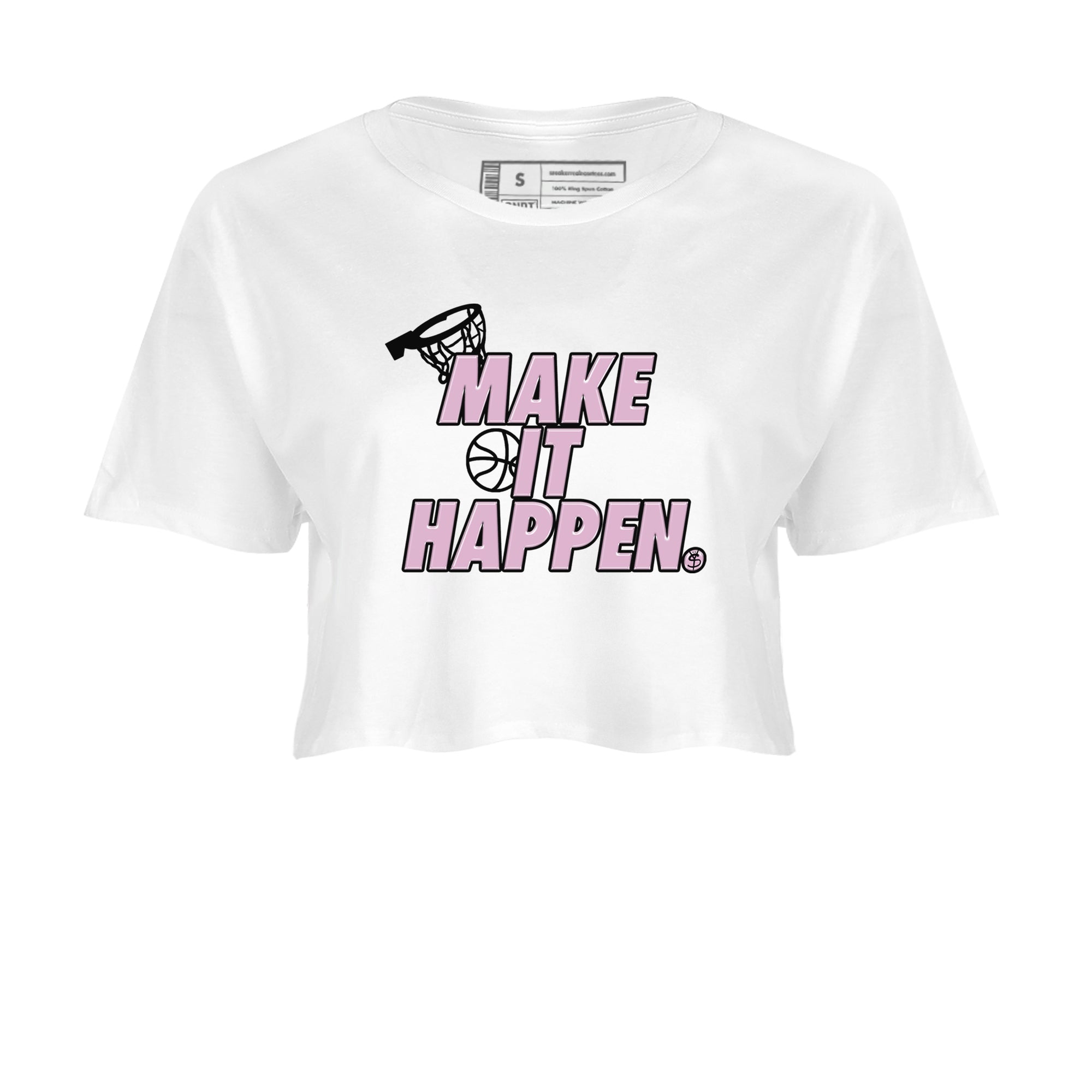 4s Retro Orchid shirts to match jordans Make It Happen sneaker match tees Air Jordan 4 WMNS Orchid match shoes to clothes SNRT Sneaker Tees unisex cotton White 2 crop tee