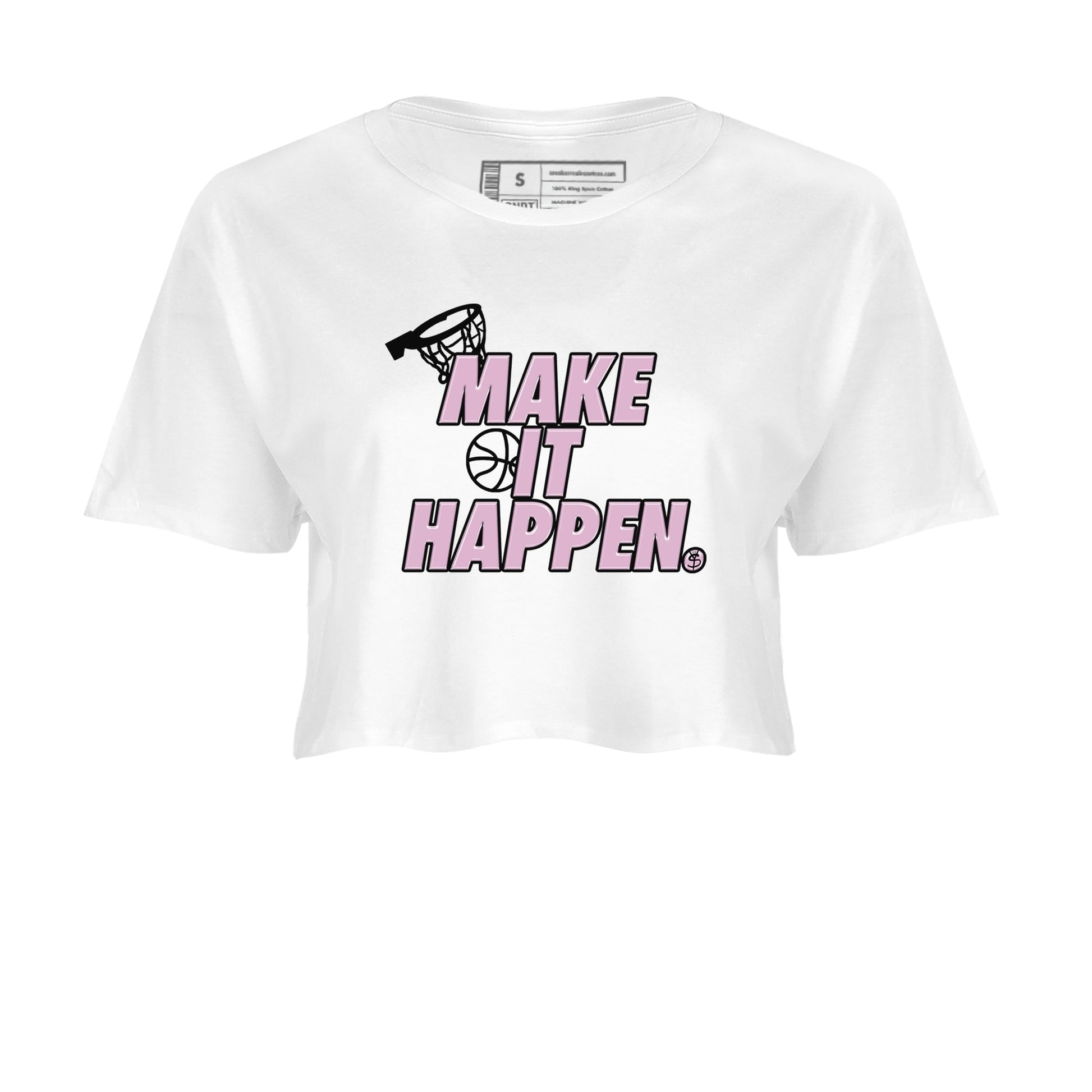 4s Retro Orchid shirts to match jordans Make It Happen sneaker match tees Air Jordan 4 WMNS Orchid match shoes to clothes SNRT Sneaker Tees unisex cotton White 2 crop tee