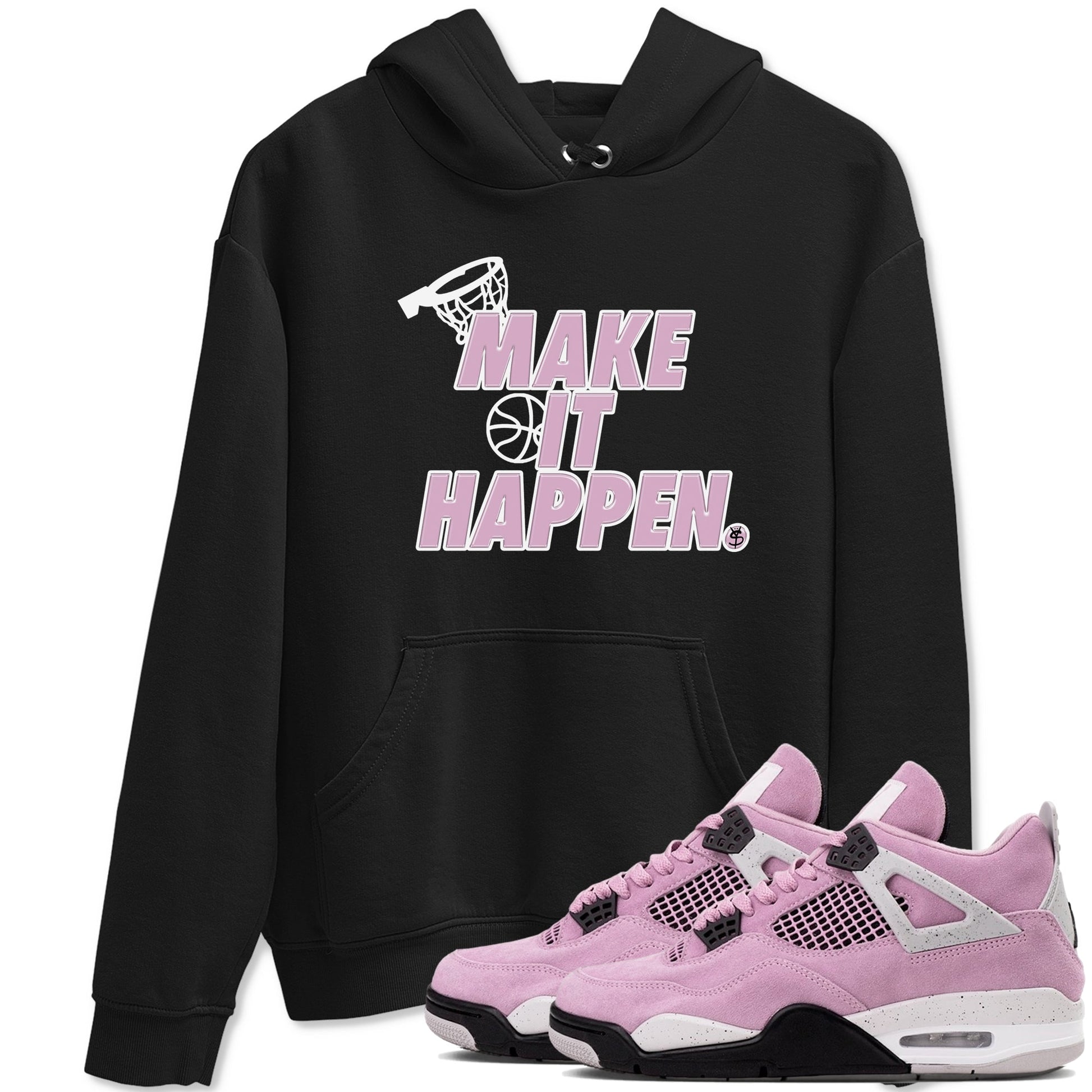 4s Retro Orchid shirts to match jordans Make It Happen sneaker match tees Air Jordan 4 WMNS Orchid match shoes to clothes SNRT Sneaker Tees unisex cotton Black 1 shirts
