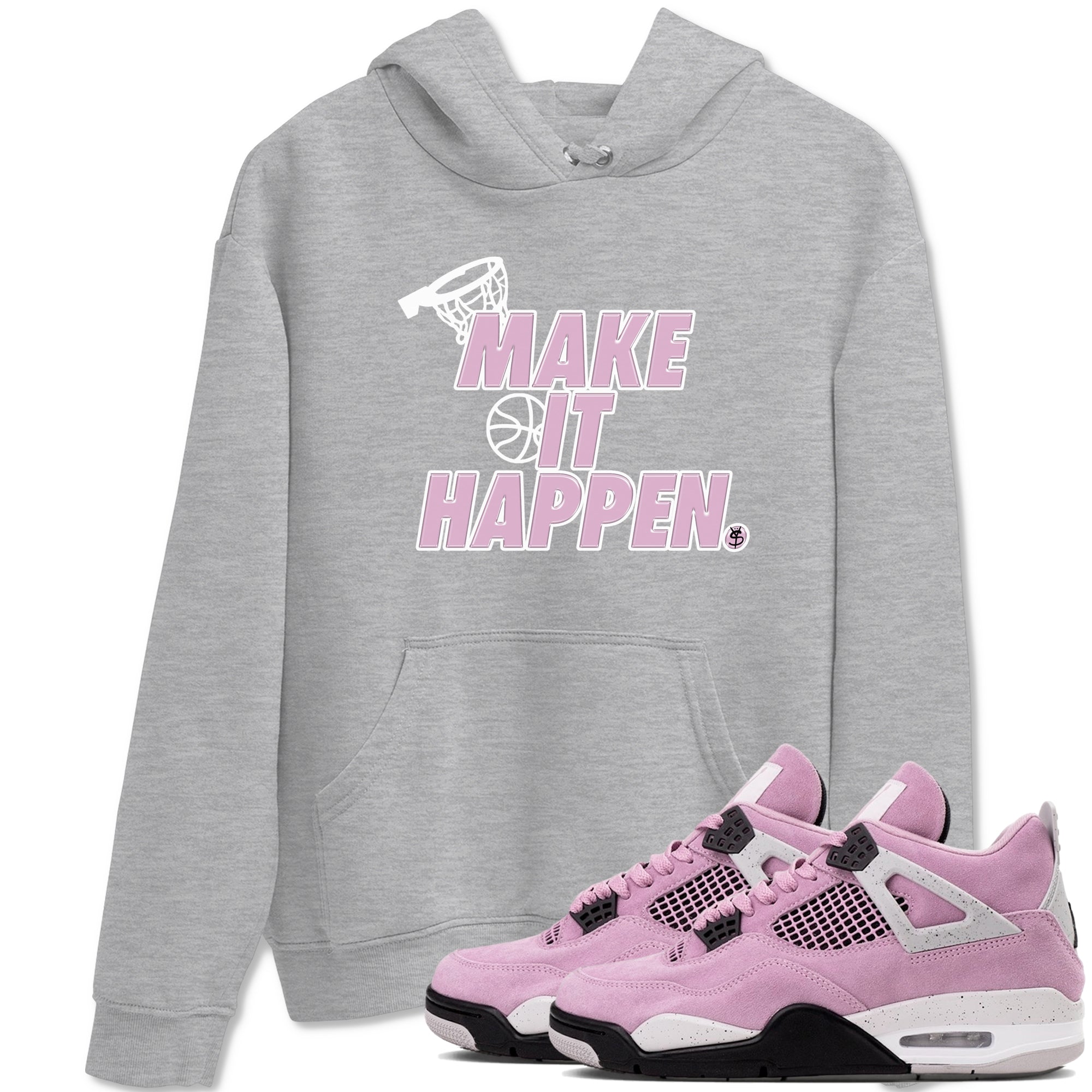 4s Retro Orchid shirts to match jordans Make It Happen sneaker match tees Air Jordan 4 WMNS Orchid match shoes to clothes SNRT Sneaker Tees unisex cotton Heather Grey 1 shirts