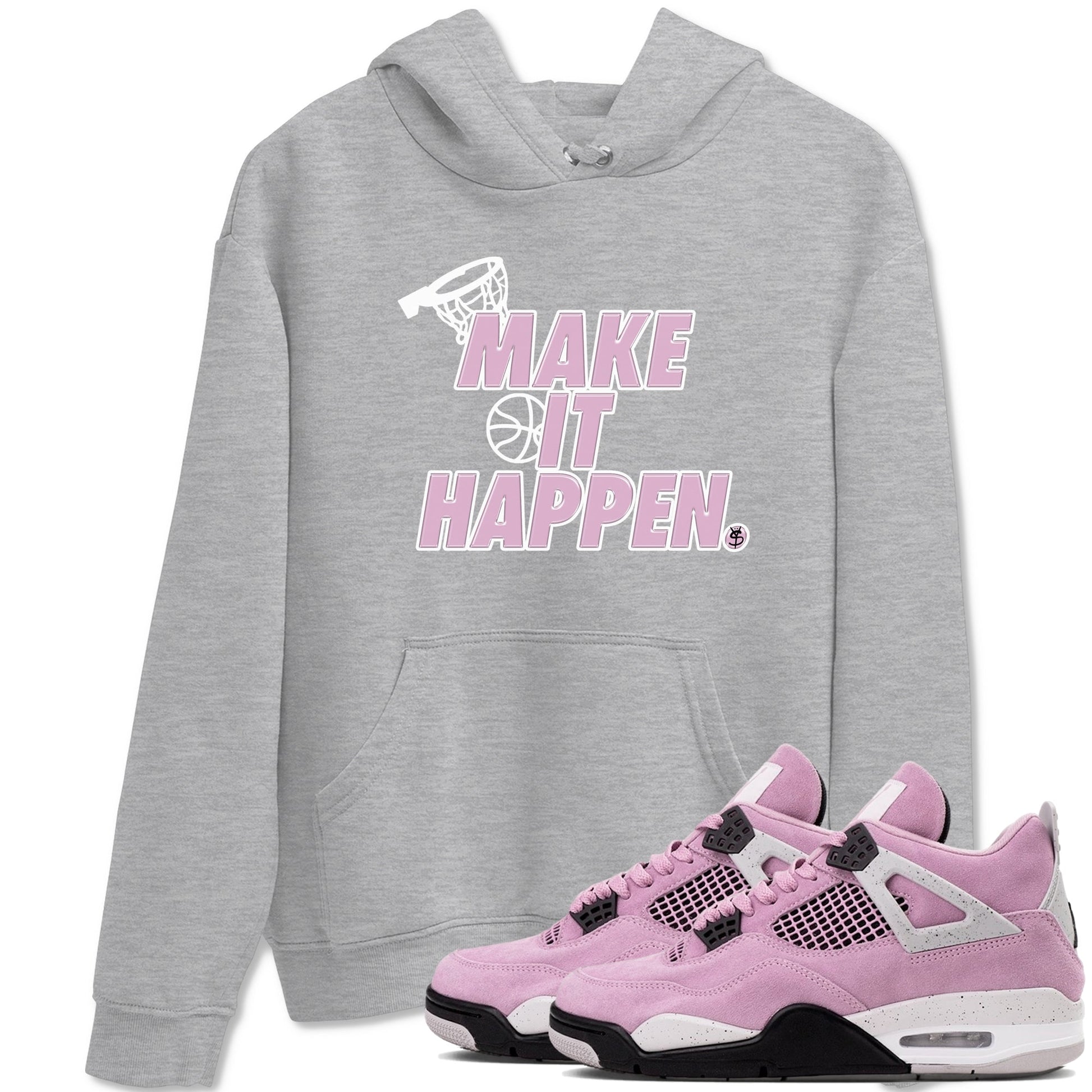 4s Retro Orchid shirts to match jordans Make It Happen sneaker match tees Air Jordan 4 WMNS Orchid match shoes to clothes SNRT Sneaker Tees unisex cotton Heather Grey 1 shirts