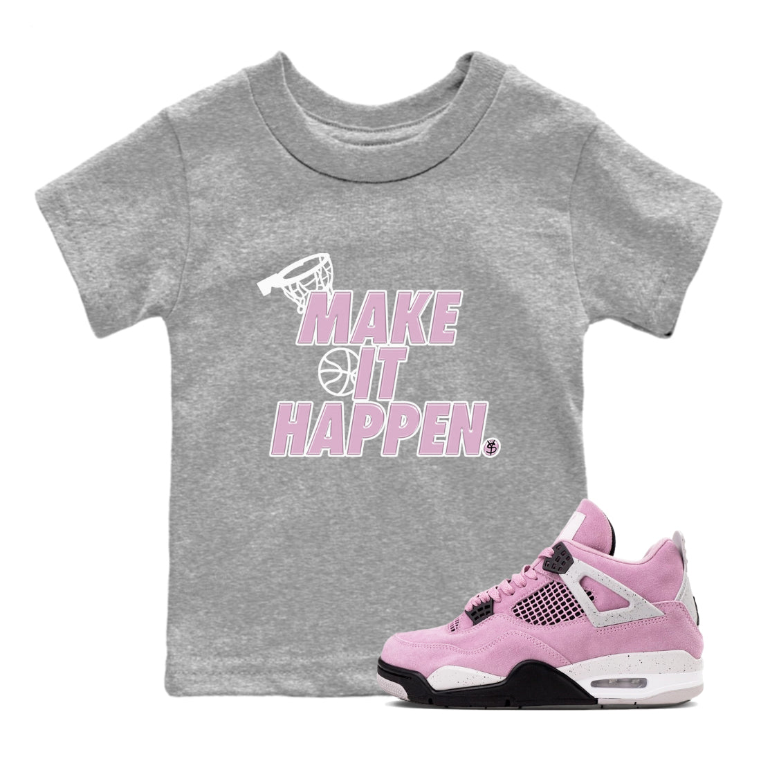 4s Retro Orchid shirts to match jordans Make It Happen sneaker match tees Air Jordan 4 WMNS Orchid match shoes to clothes SNRT Sneaker Tees Youth Baby Heather Grey 1 tee
