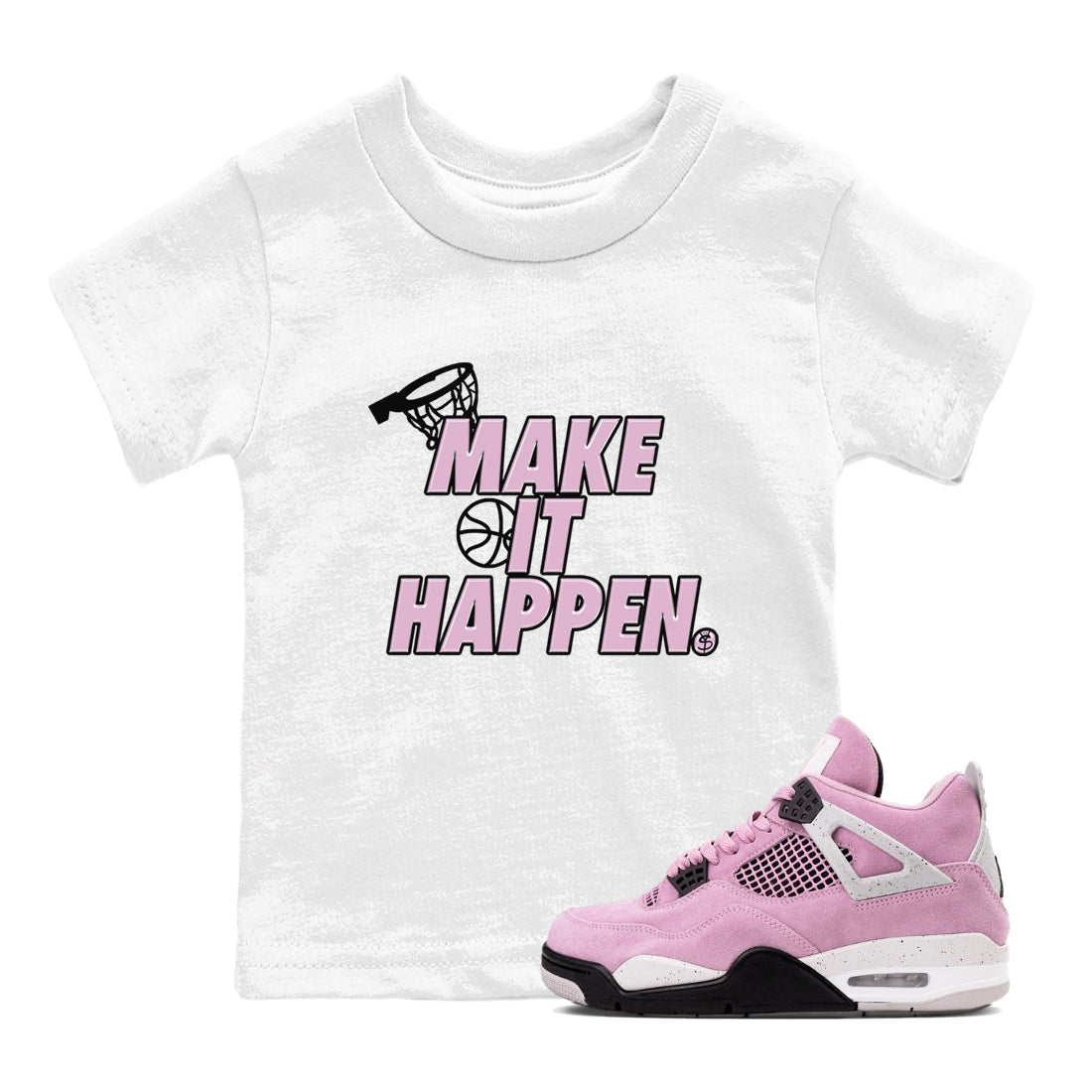 4s Retro Orchid shirts to match jordans Make It Happen sneaker match tees Air Jordan 4 WMNS Orchid match shoes to clothes SNRT Sneaker Tees Youth Baby White 1 tee