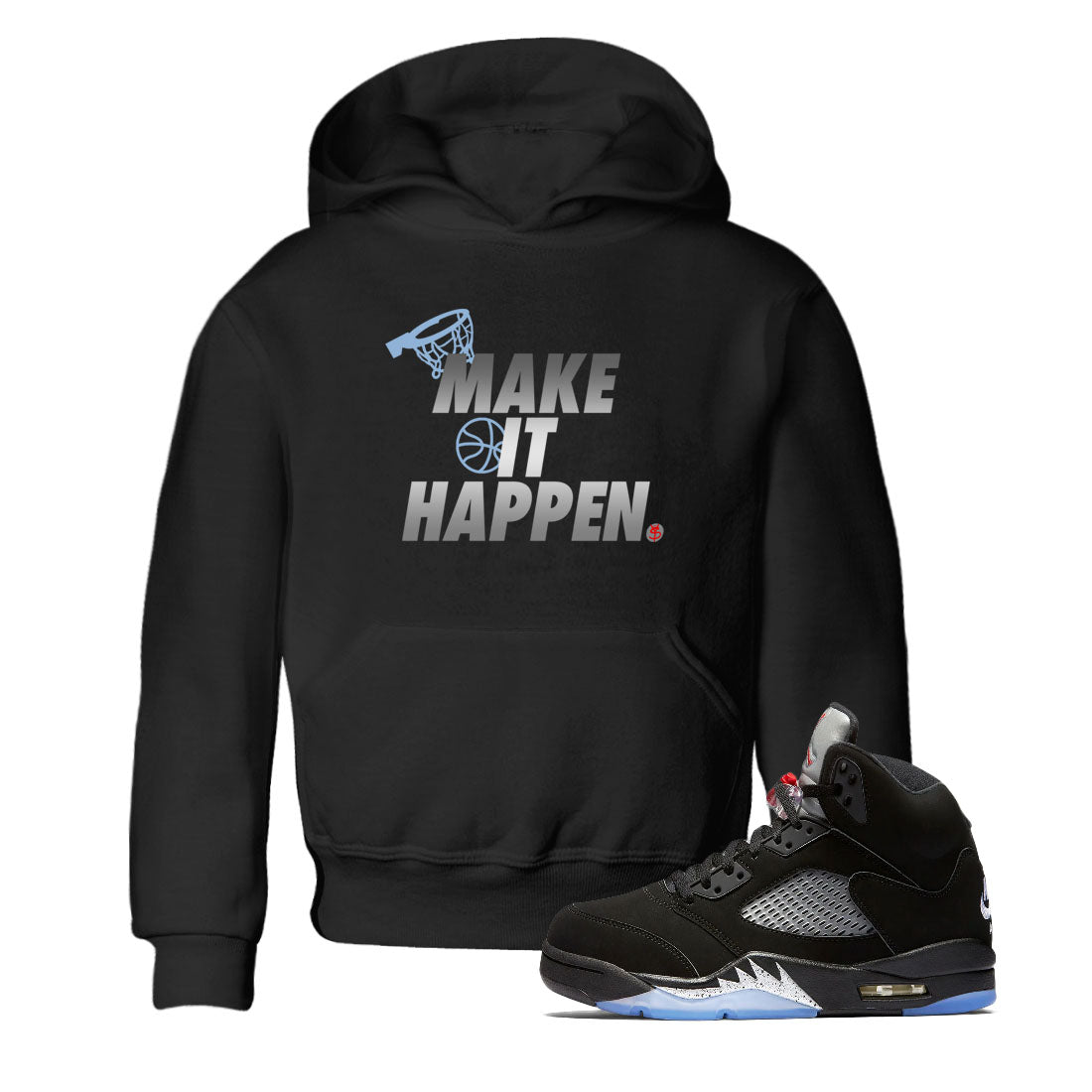 5s Black Metallic Reimagined shirts to match jordans Make It Happen best t shirts to wear with jordans Air Jordan 5 Reimagined match shoes to clothes SNRT Sneaker Tees Youth Baby Black 1 tee