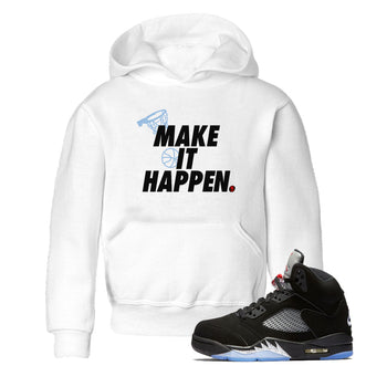 5s Black Metallic Reimagined shirts to match jordans Make It Happen best t shirts to wear with jordans Air Jordan 5 Reimagined match shoes to clothes SNRT Sneaker Tees Youth Baby White 1 tee