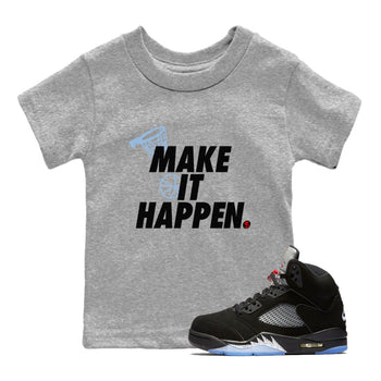 5s Black Metallic Reimagined shirts to match jordans Make It Happen best t shirts to wear with jordans Air Jordan 5 Reimagined match shoes to clothes SNRT Sneaker Tees Youth Baby Heather Grey 1 tee